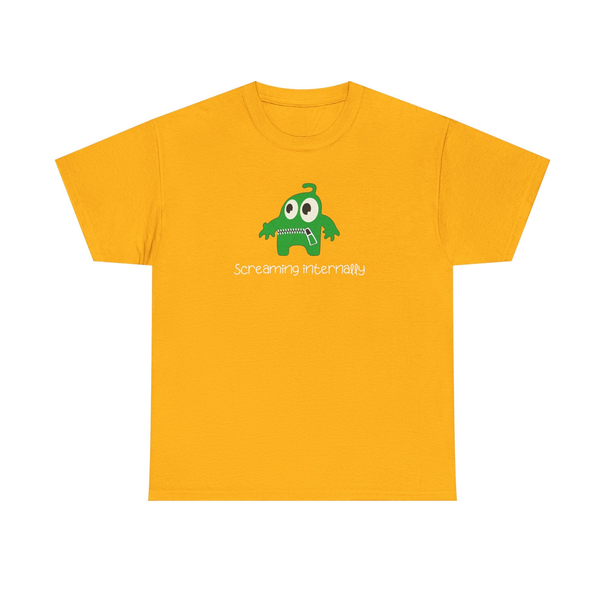 Screaming Internally Tee — Cute Green Monster Graphic Shirt