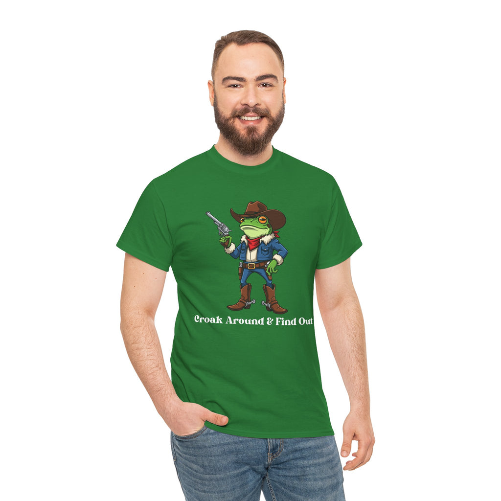 Cowboy Frog T-Shirt - "Croak Around & Find Out" Funny Western Graphic Tee