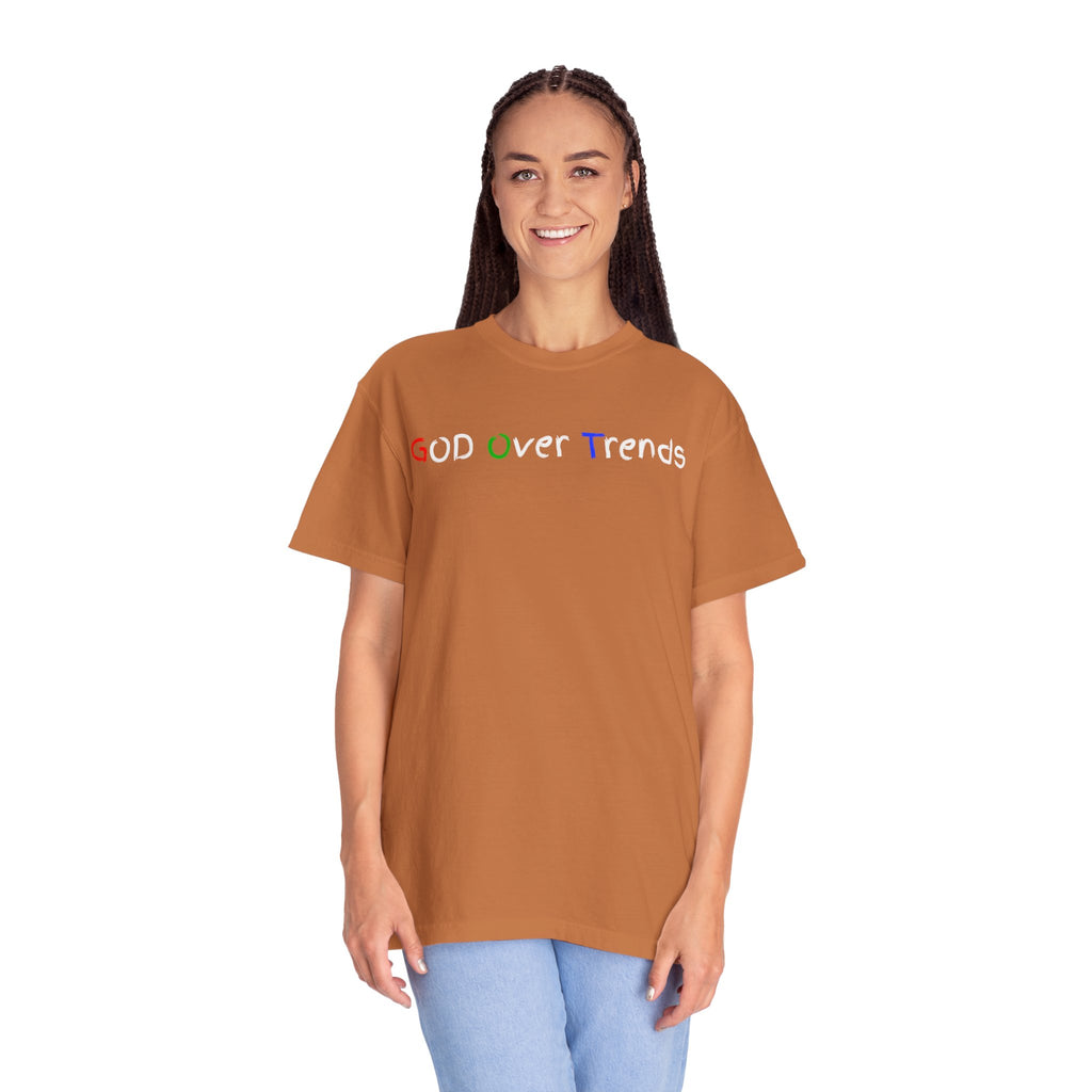 God Over Trends Tee — Retro Colorful Graphic T‑Shirt