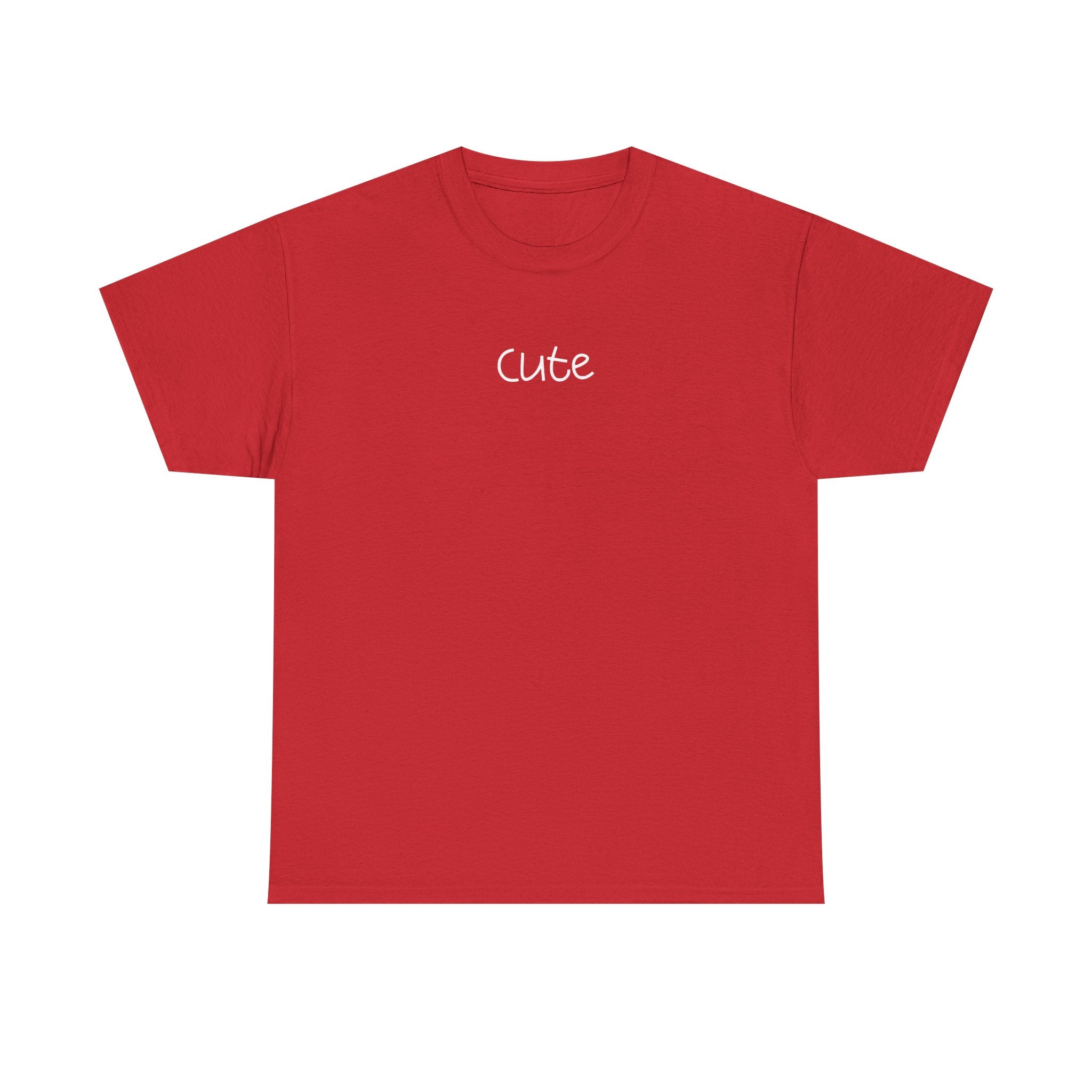 Cute Script T‑Shirt — Minimalist Casual Tee with 'Cute' Chest Print