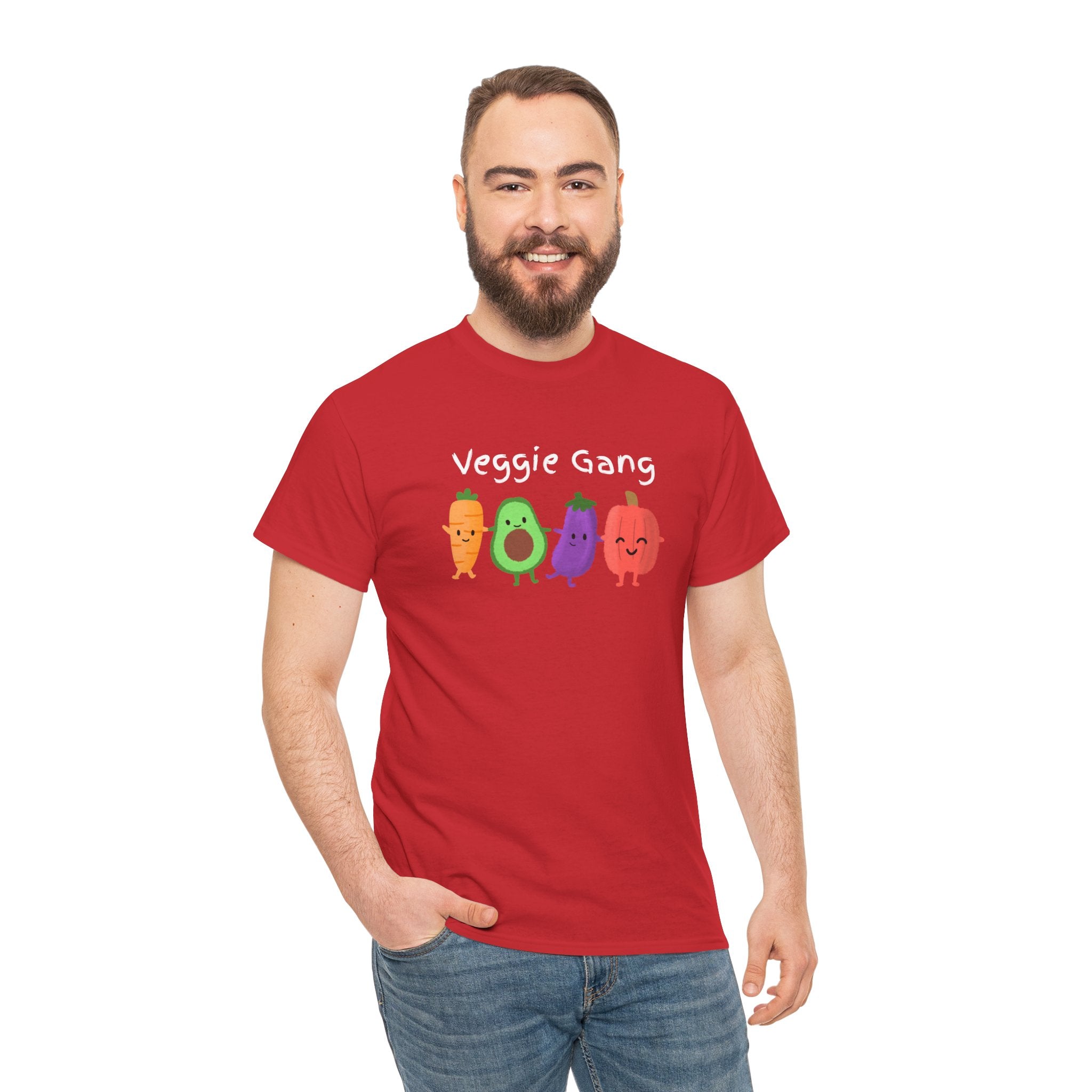Veggie Gang T-Shirt – Cute Cartoon Avocado, Carrot, Eggplant & Pepper Tee