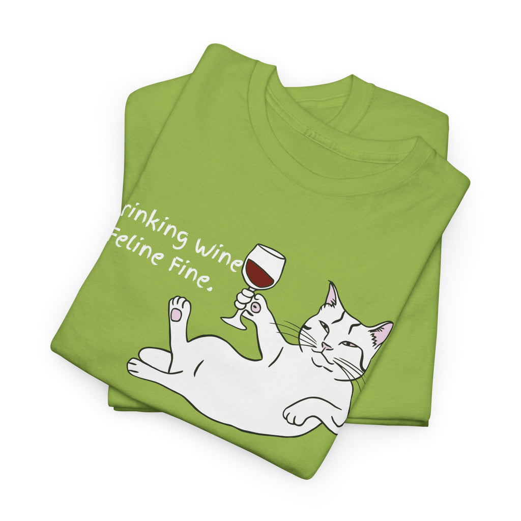 Drinking Wine, Feline Fine Cat Tee