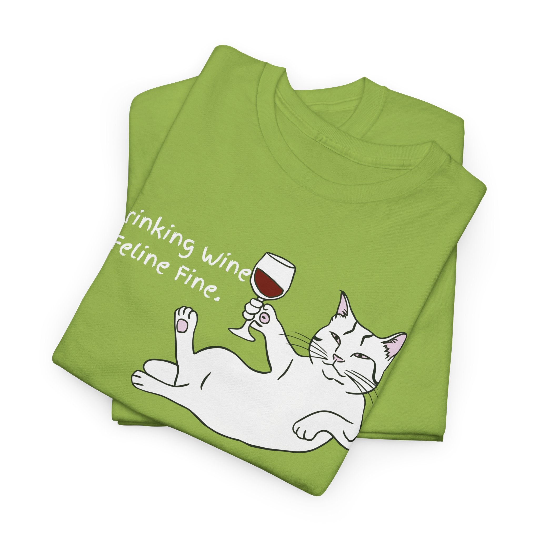 Drinking Wine, Feline Fine Cat Tee