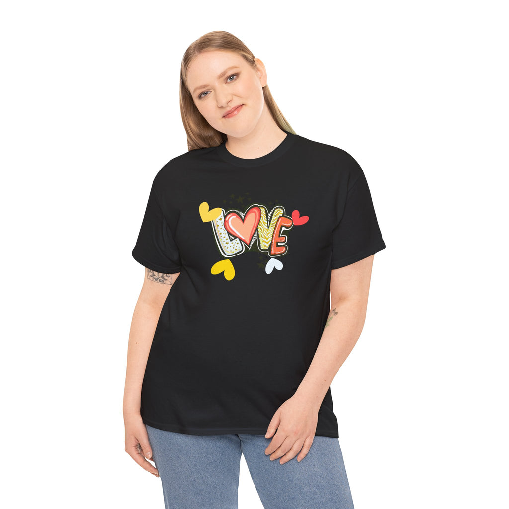 Love Heart Graphic Tee — Retro Doodle "LOVE" Design