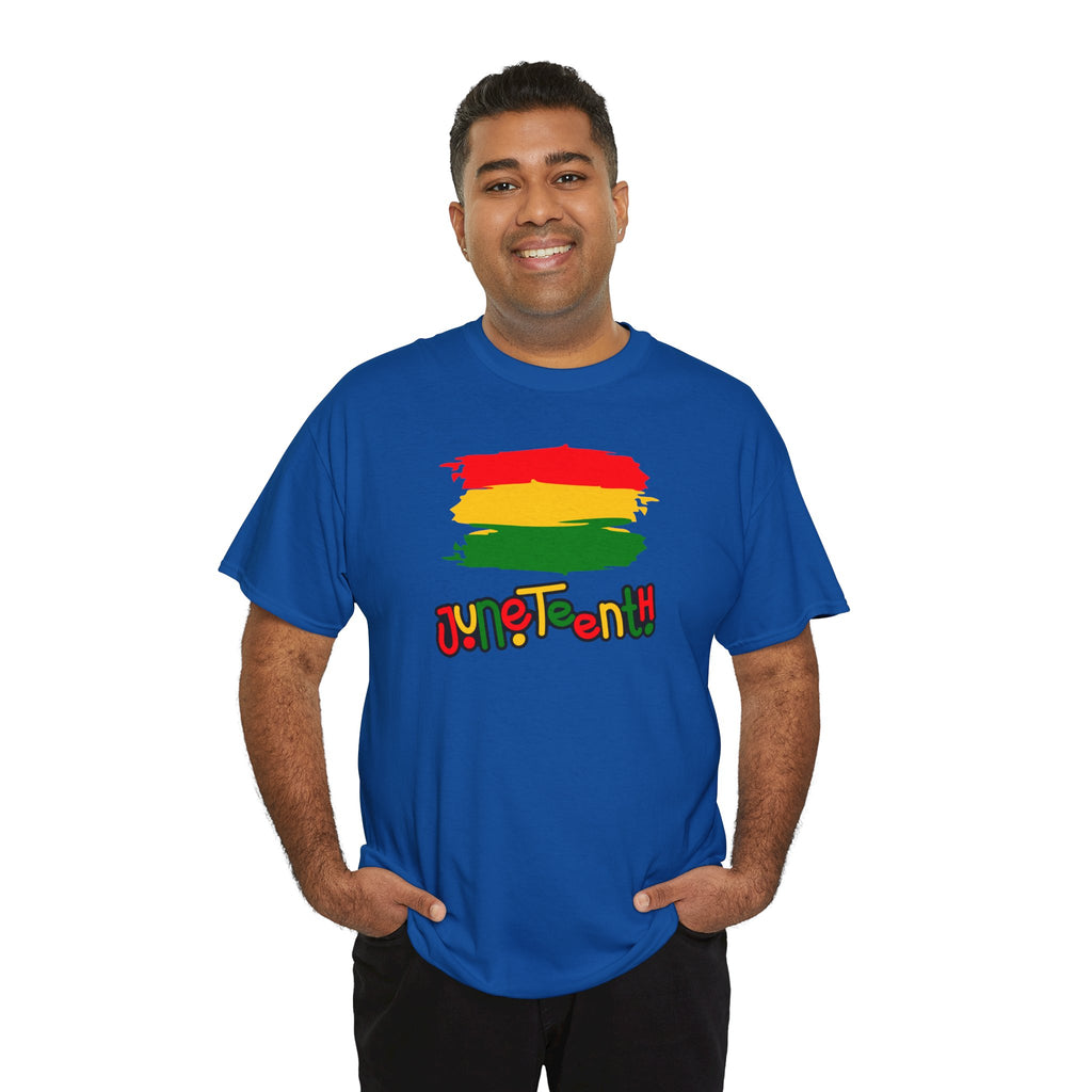 Juneteenth Graphic Tee — Rasta Flag Brushstroke Design