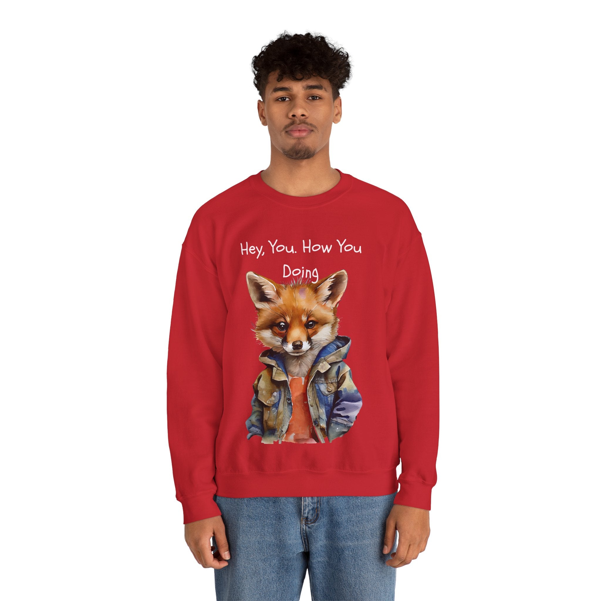 Fox Graphic Crewneck Sweatshirt — "Hey, You. How You Doing" Cozy Pullover