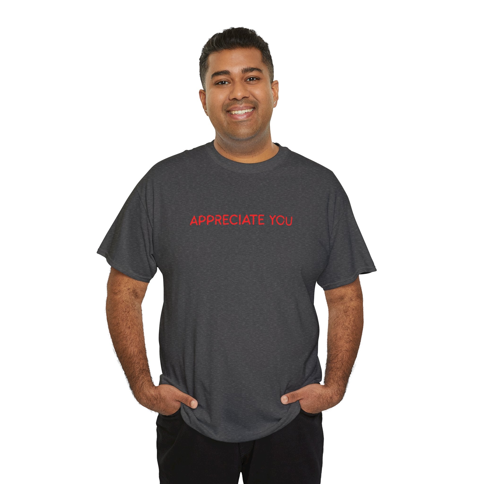 Appreciate You Tee – Minimalist Red Text Graphic T‑Shirt