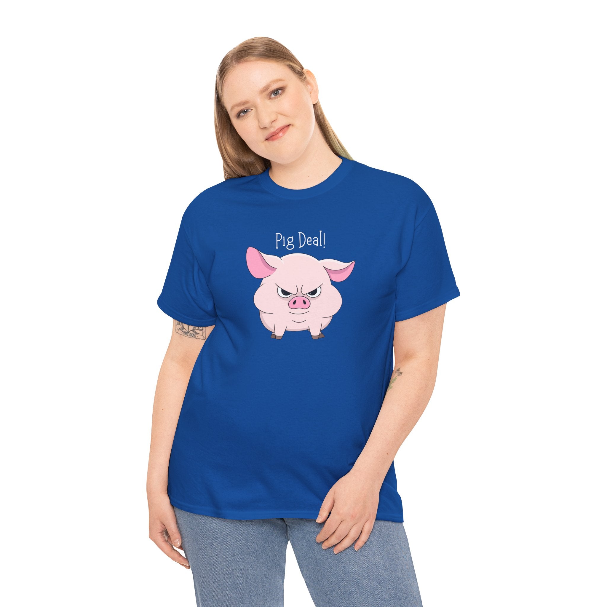 Pig Deal! Cute Angry Pig Graphic Tee — Funny Farm Animal T-Shirt