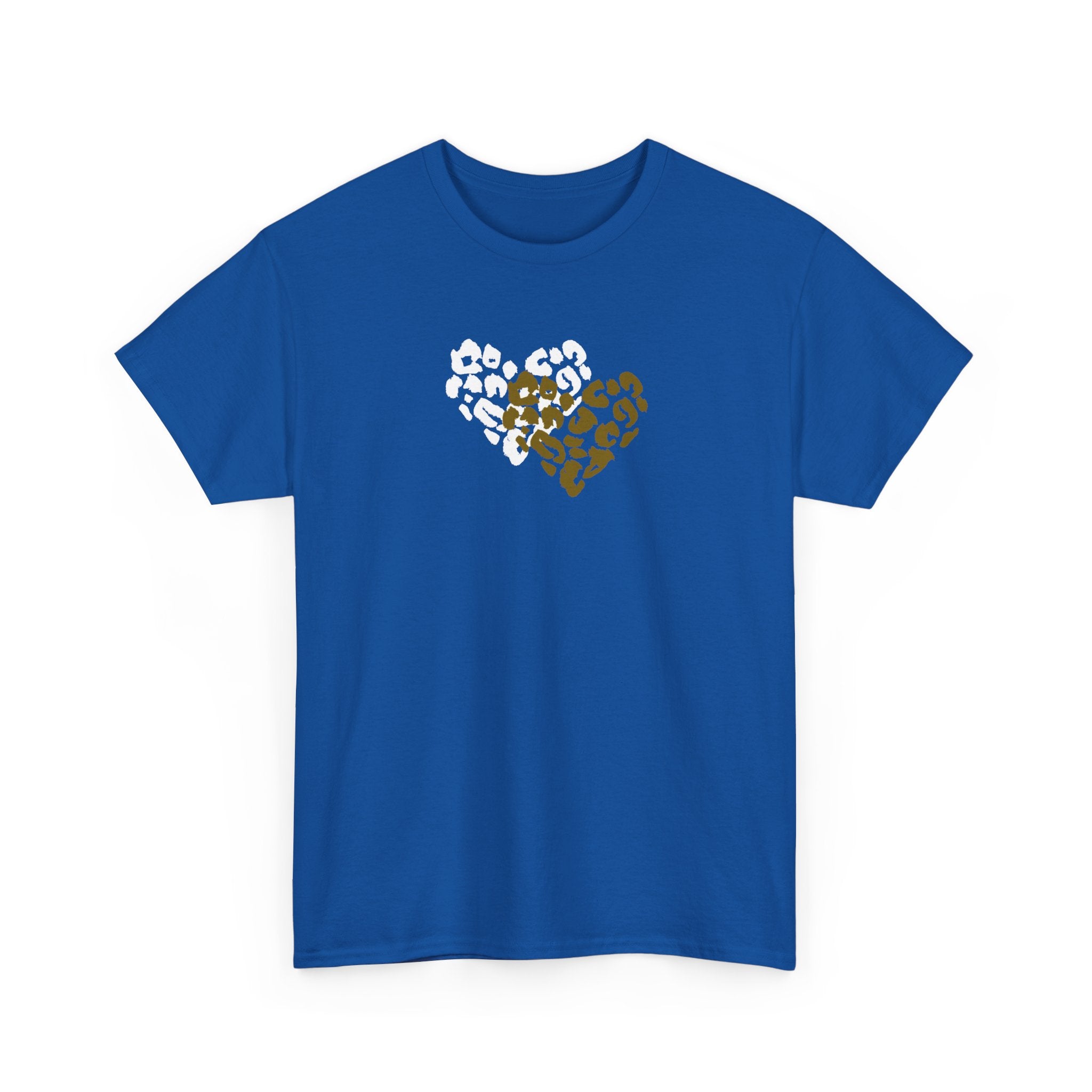 Leopard Heart Graphic Tee — Two-Tone Animal Print Heart T-Shirt
