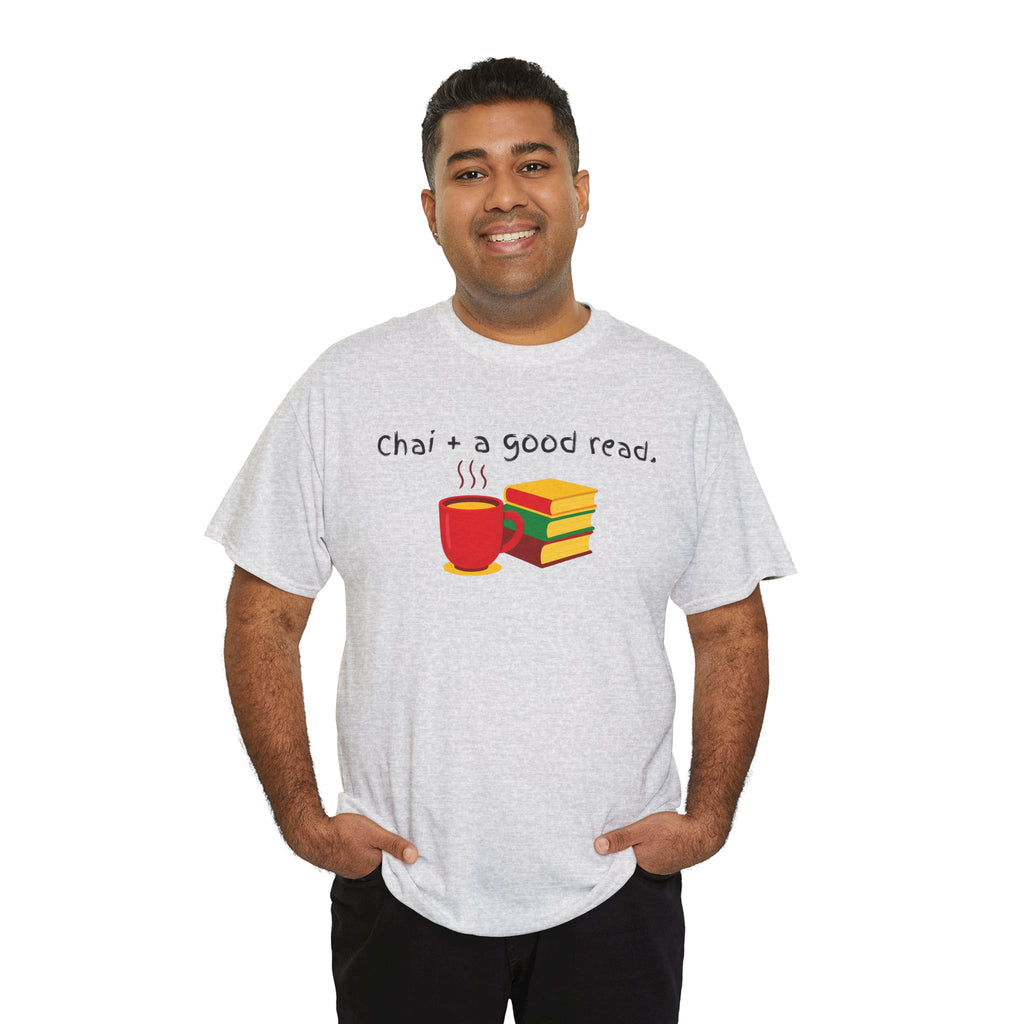 Chai + A Good Read T-Shirt — Tea & Books Graphic Tee for Book Lovers