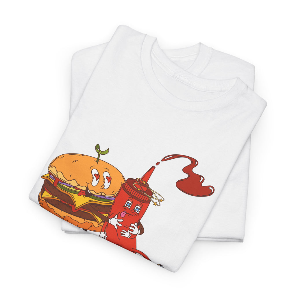 Ketchup & Burger Besties Tee — "Without Me, He’s Dry" Funny Food Couple T-Shirt