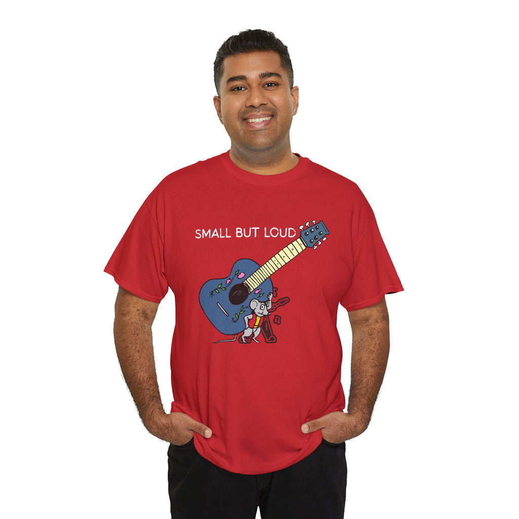 T-Shirt — "Small But Loud" Cute Mouse with Guitar Graphic