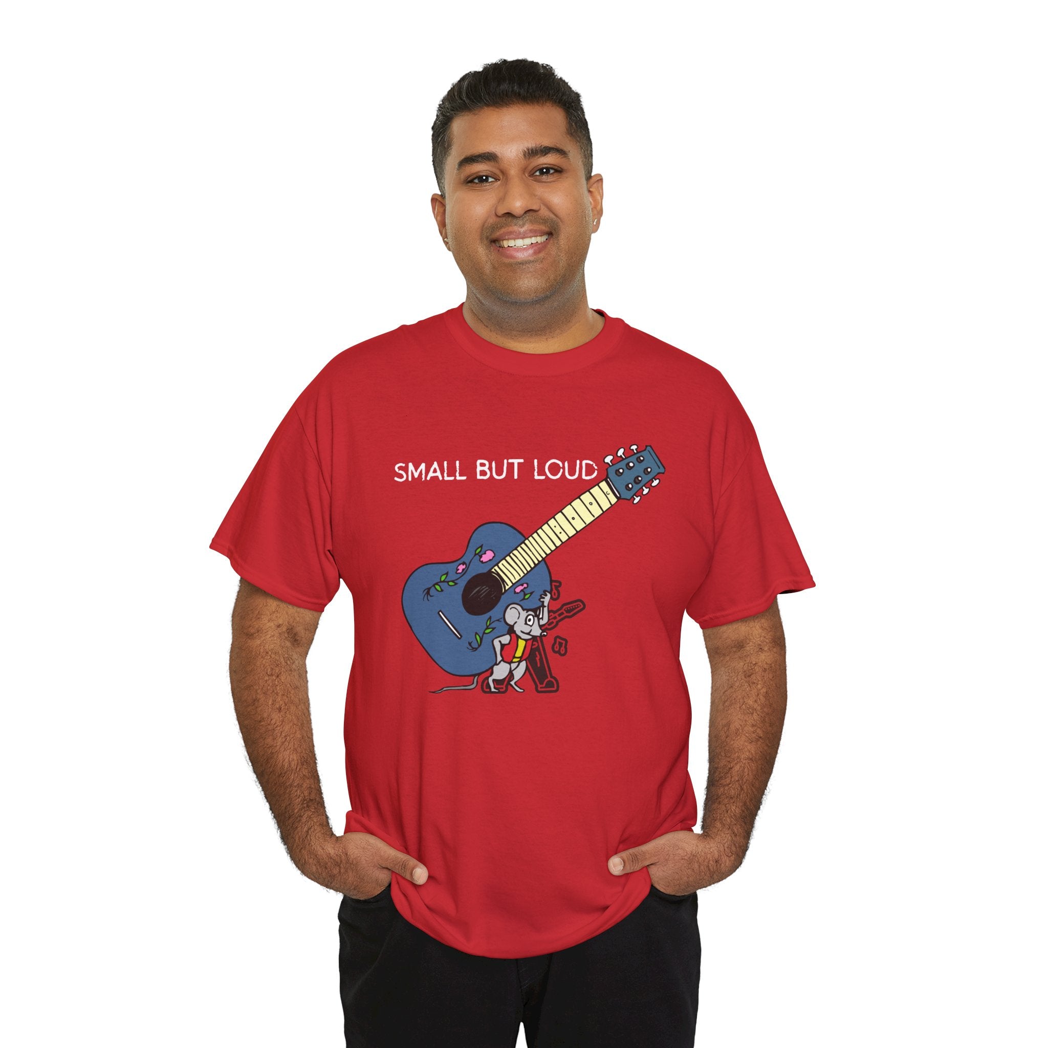 T-Shirt — "Small But Loud" Cute Mouse with Guitar Graphic