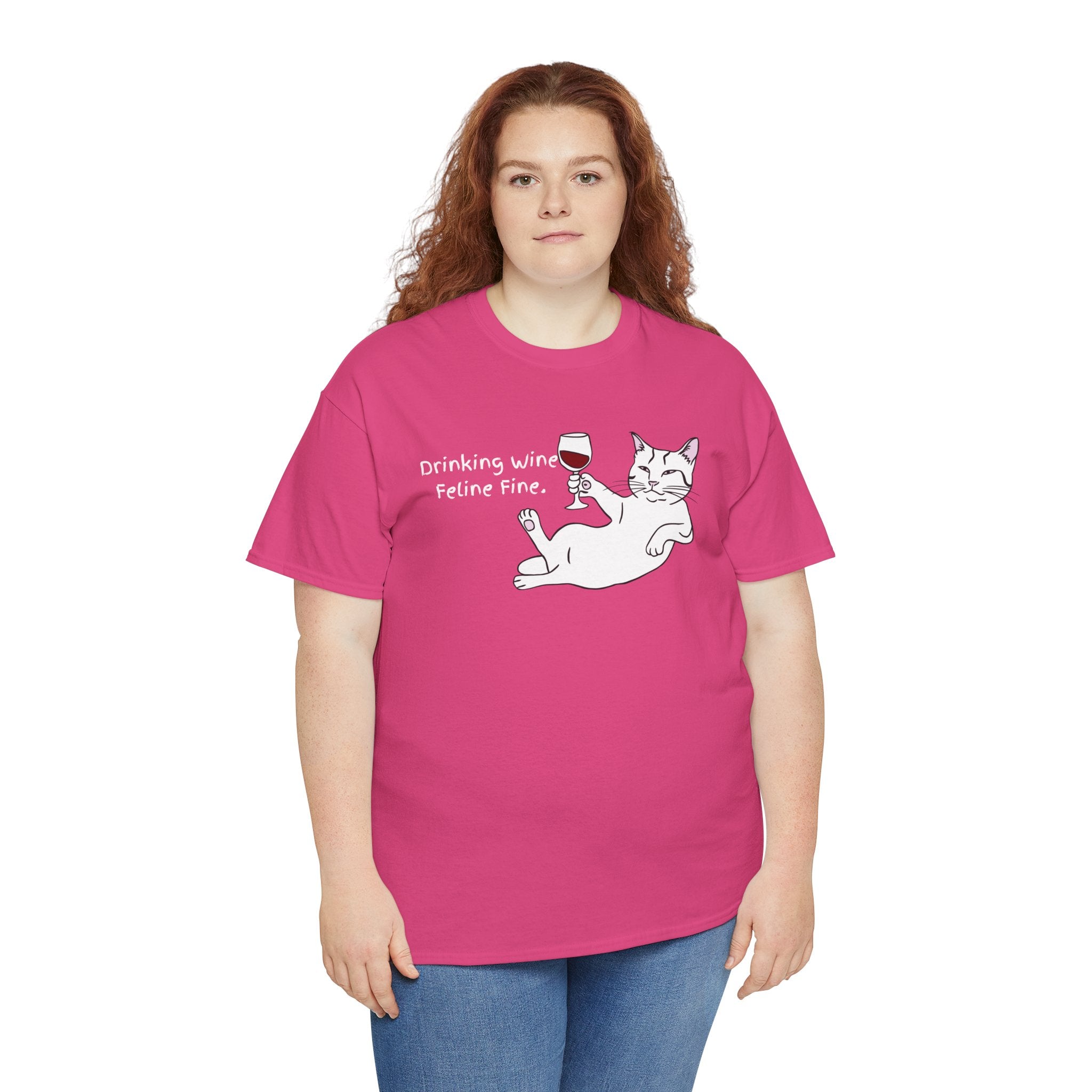 Drinking Wine, Feline Fine Cat Tee