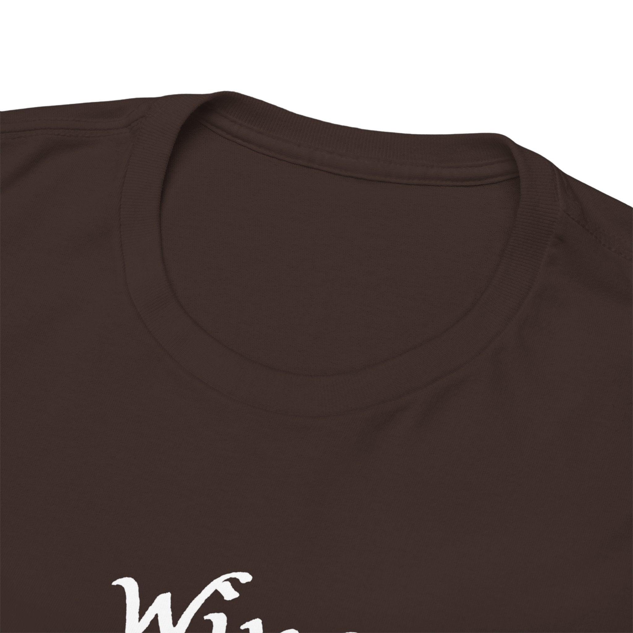 Wine Graphic Tee — Minimalist Small Chest 'wine' Text T‑Shirt
