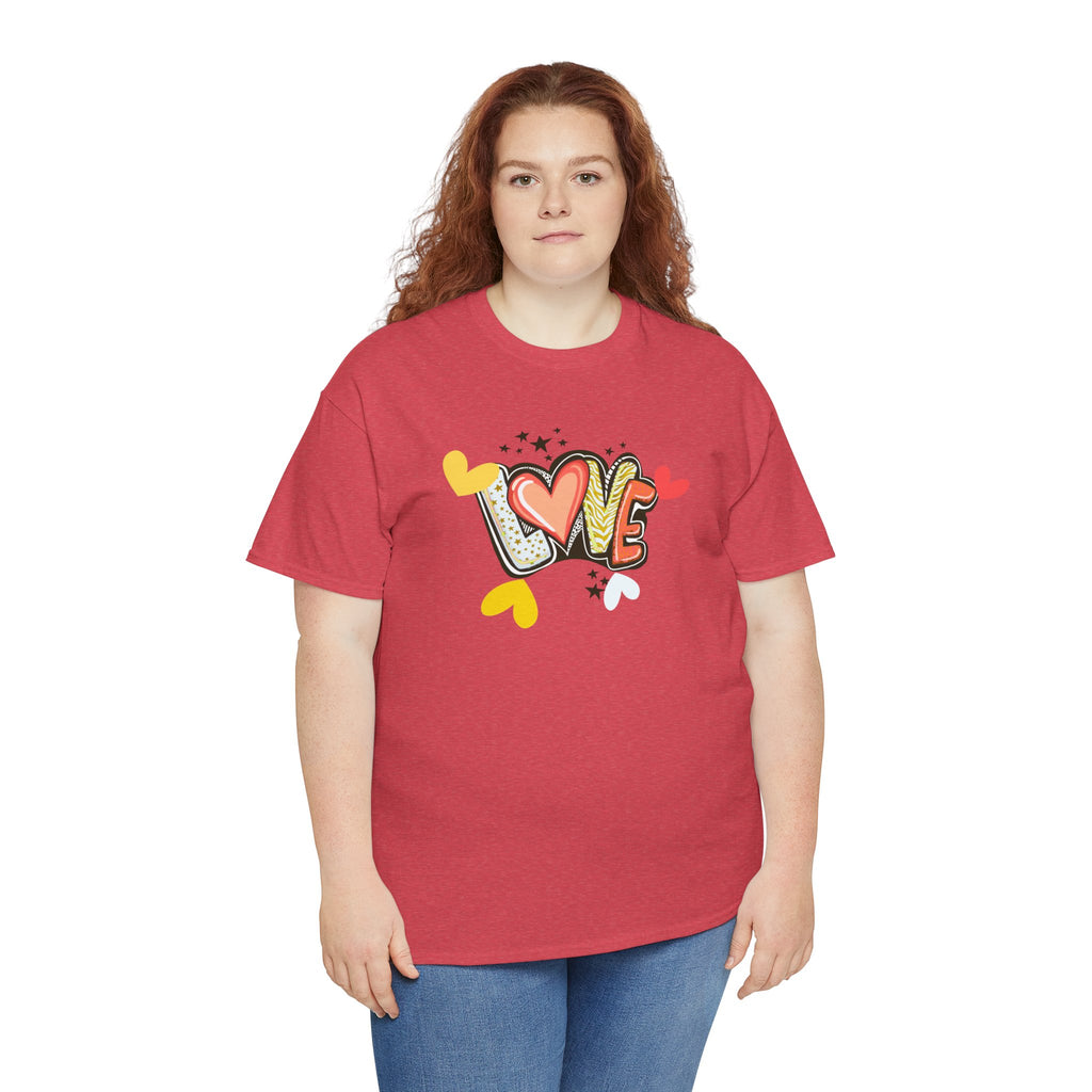 Love Heart Graphic Tee — Retro Doodle "LOVE" Design