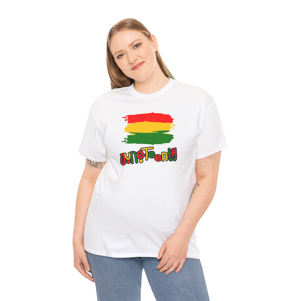 Juneteenth Graphic Tee — Rasta Flag Brushstroke Design