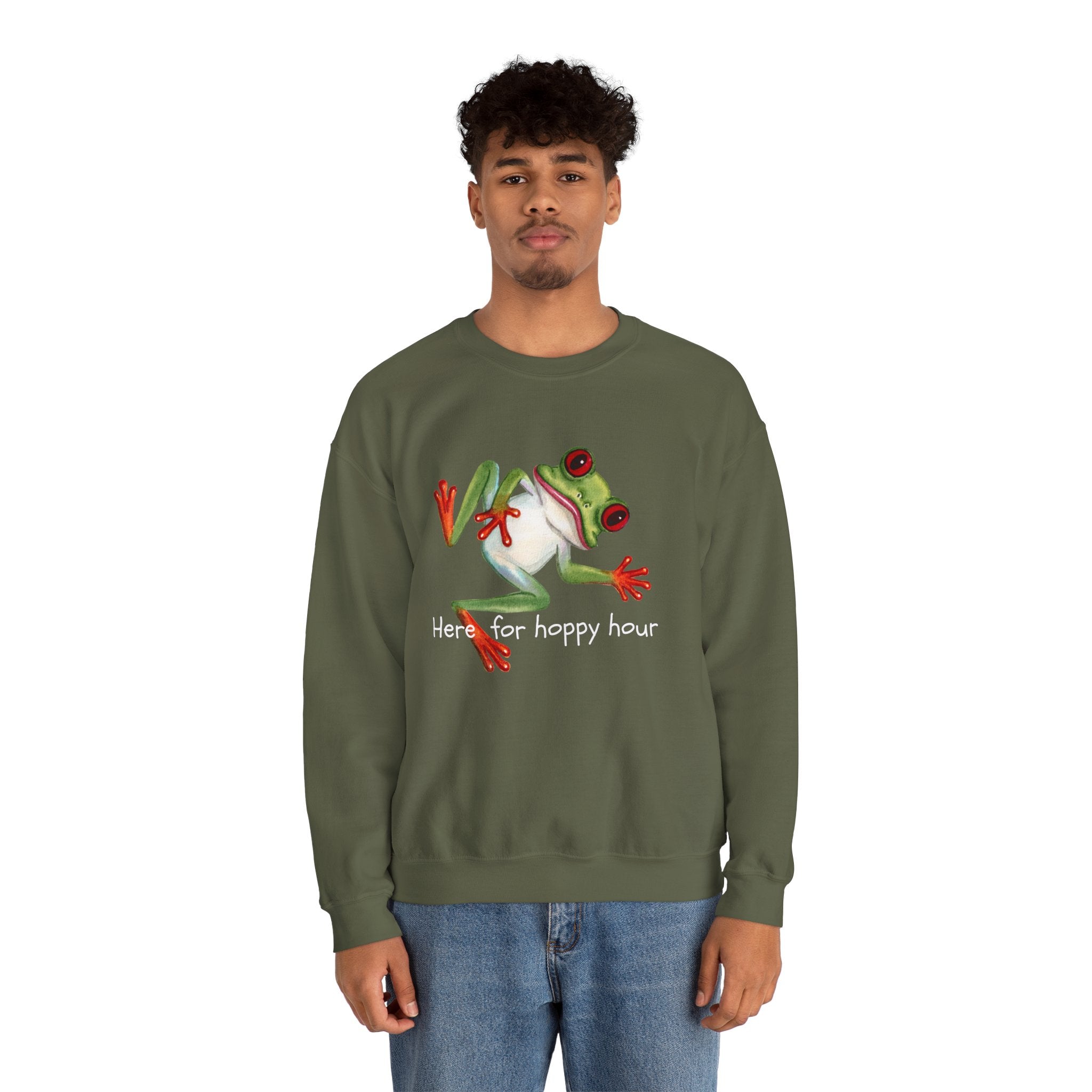 Frog 'Here for Hoppy Hour' Crewneck Sweatshirt