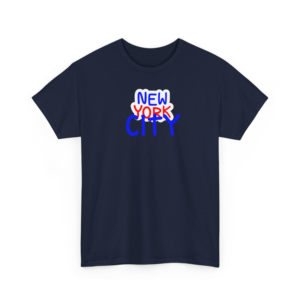 New York City Graphic Tee - Handwritten Red & Blue NYC T-Shirt