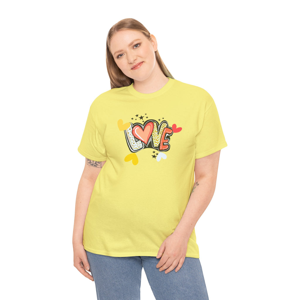 Love Heart Graphic Tee — Retro Doodle "LOVE" Design