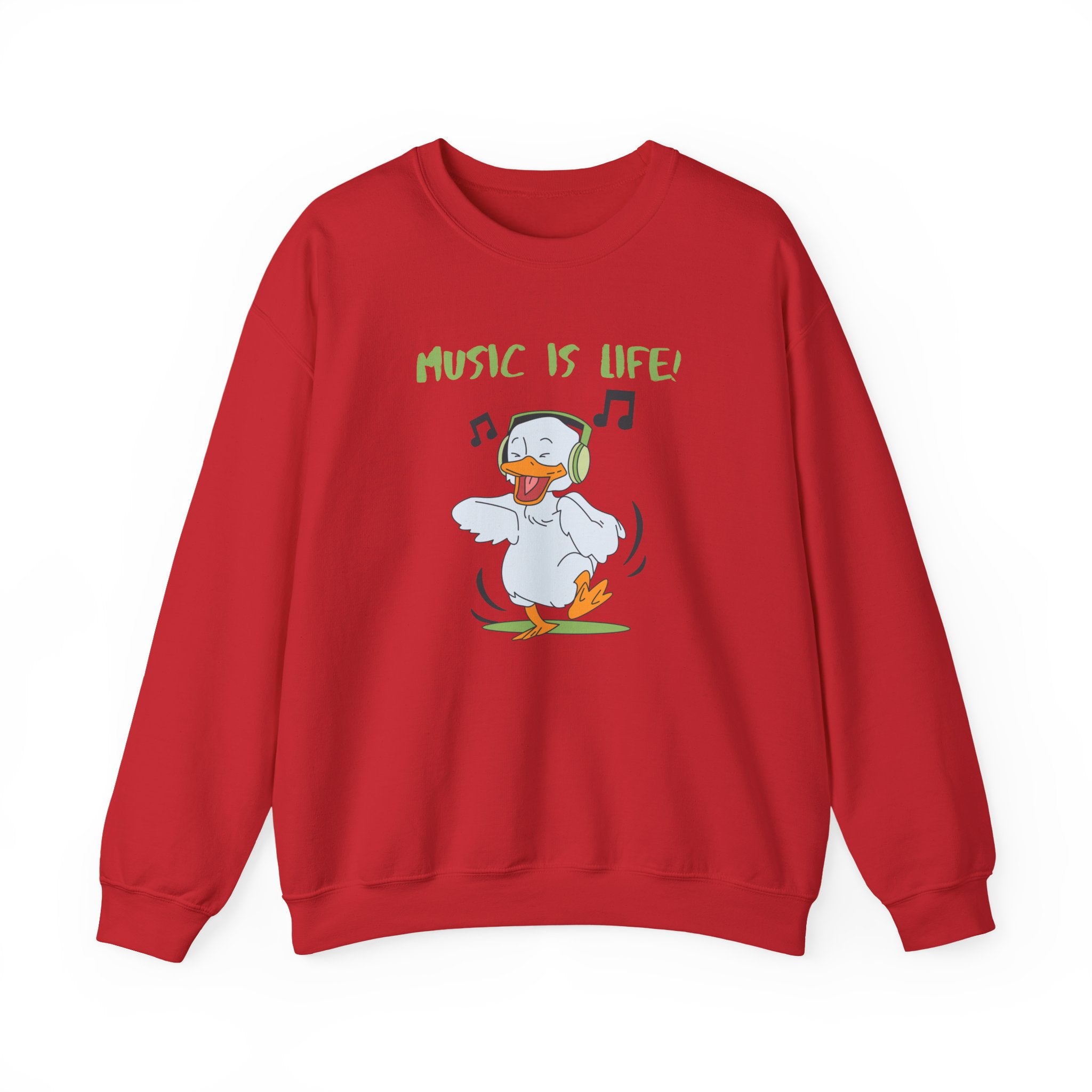Music Is Life Duck Crewneck Sweatshirt – Cute DJ Duck Graphic Pullover