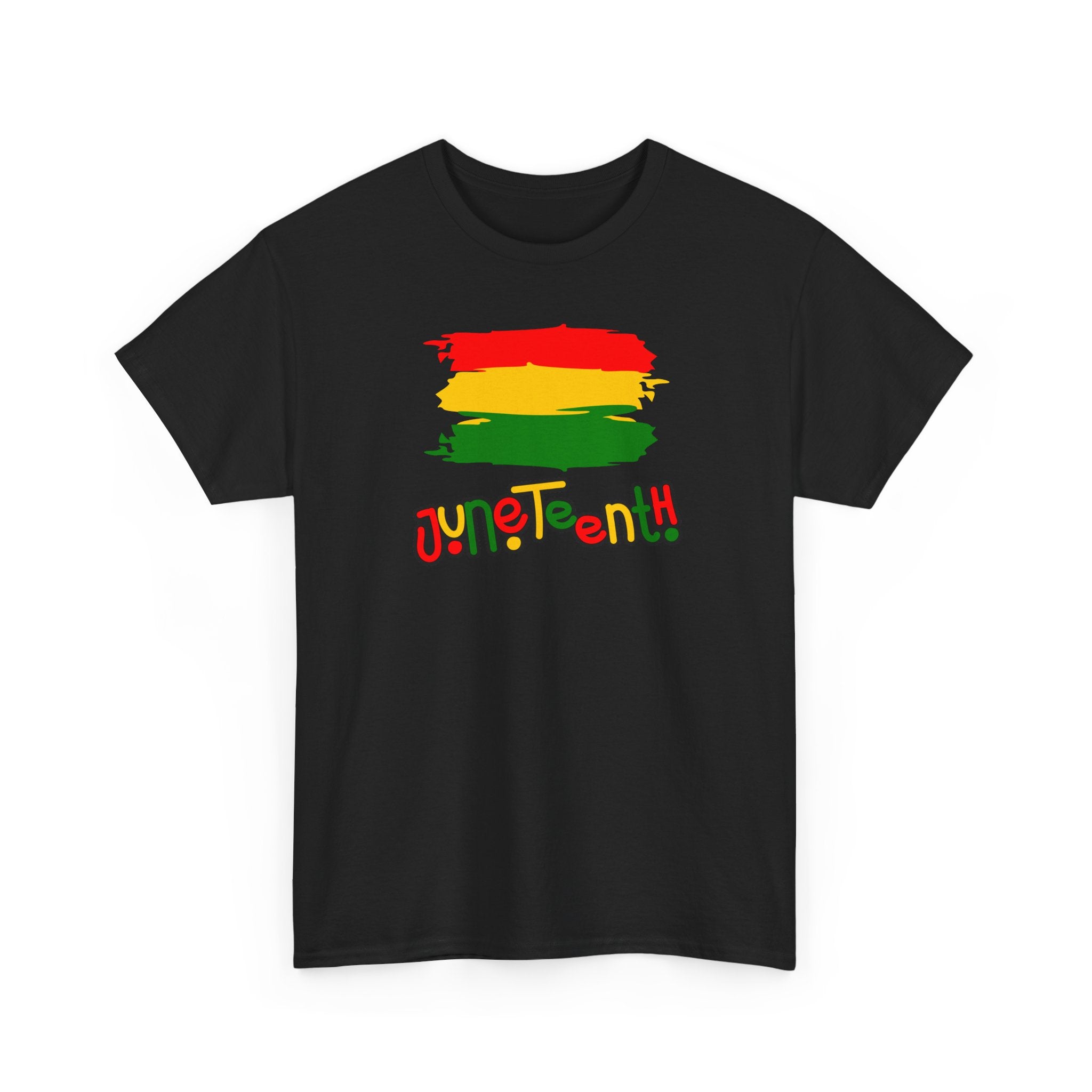 Juneteenth Graphic Tee — Rasta Flag Brushstroke Design