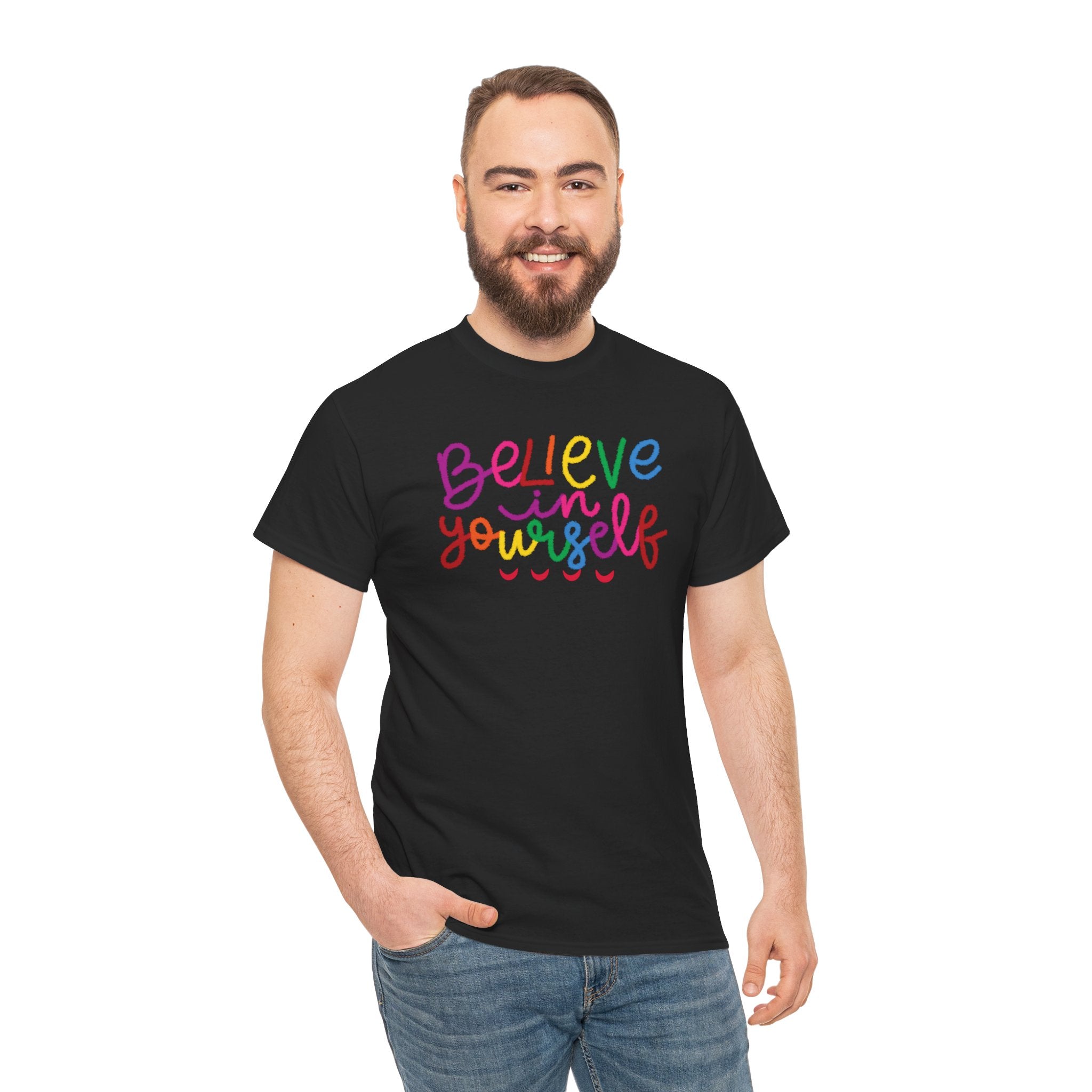Believe in Yourself Tee — Rainbow Inspirational Motivational Shirt