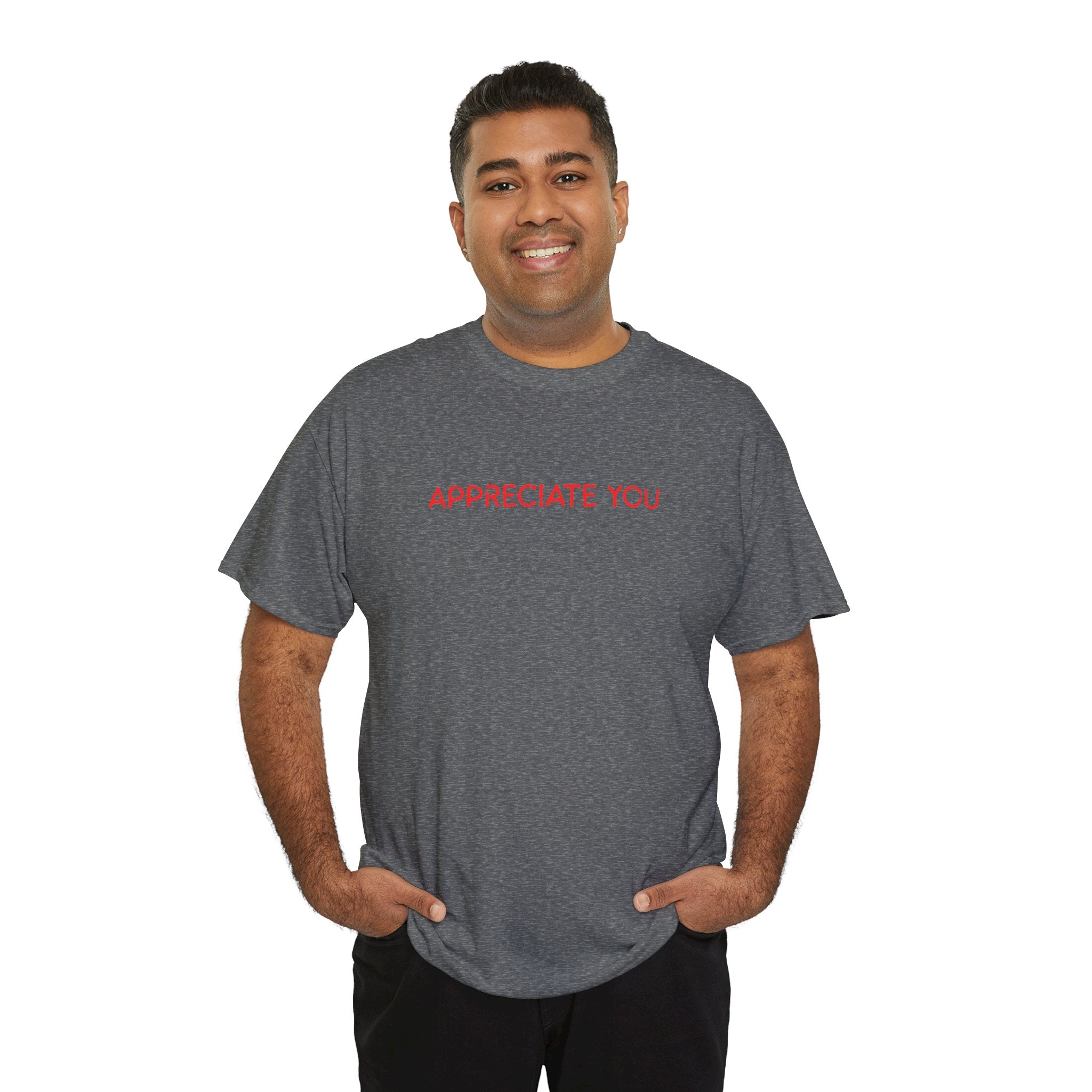 Appreciate You Tee – Minimalist Red Text Graphic T‑Shirt