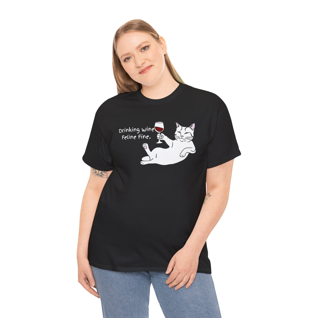 Drinking Wine, Feline Fine Cat Tee