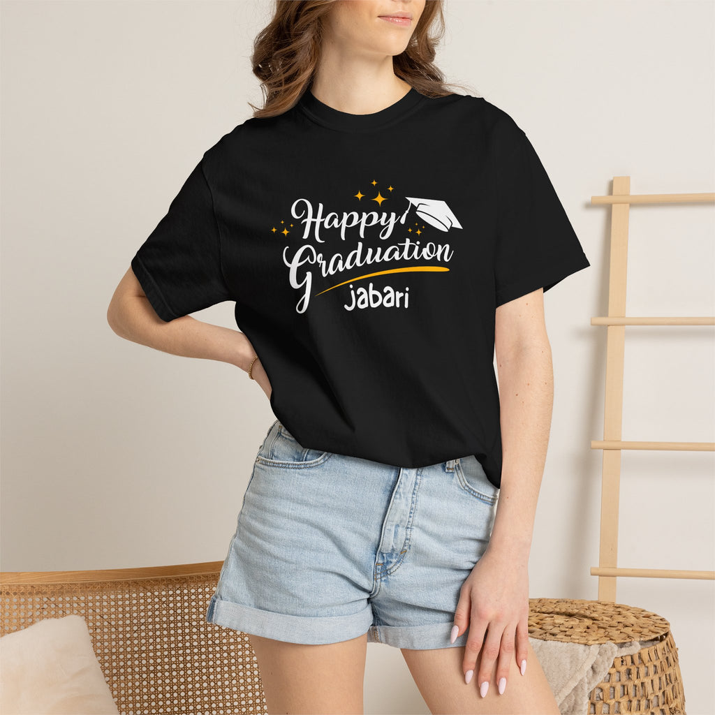 Graduation T-Shirt — “Happy Graduation Jabari” Cap & Proud Sister Design
