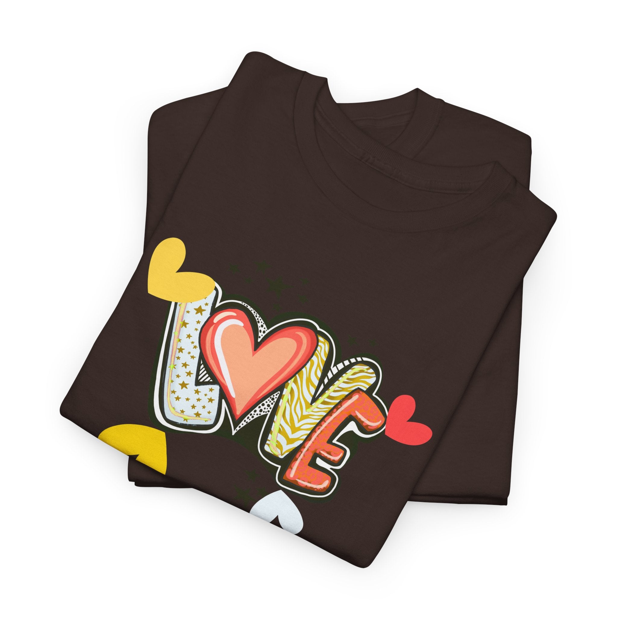 Love Heart Graphic Tee — Retro Doodle "LOVE" Design
