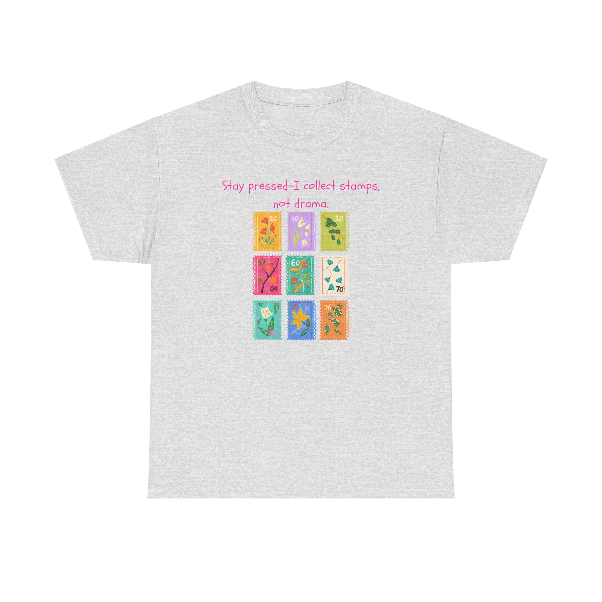 Stamp Collector Graphic Tee – "Stay pressed—I collect stamps and drama"
