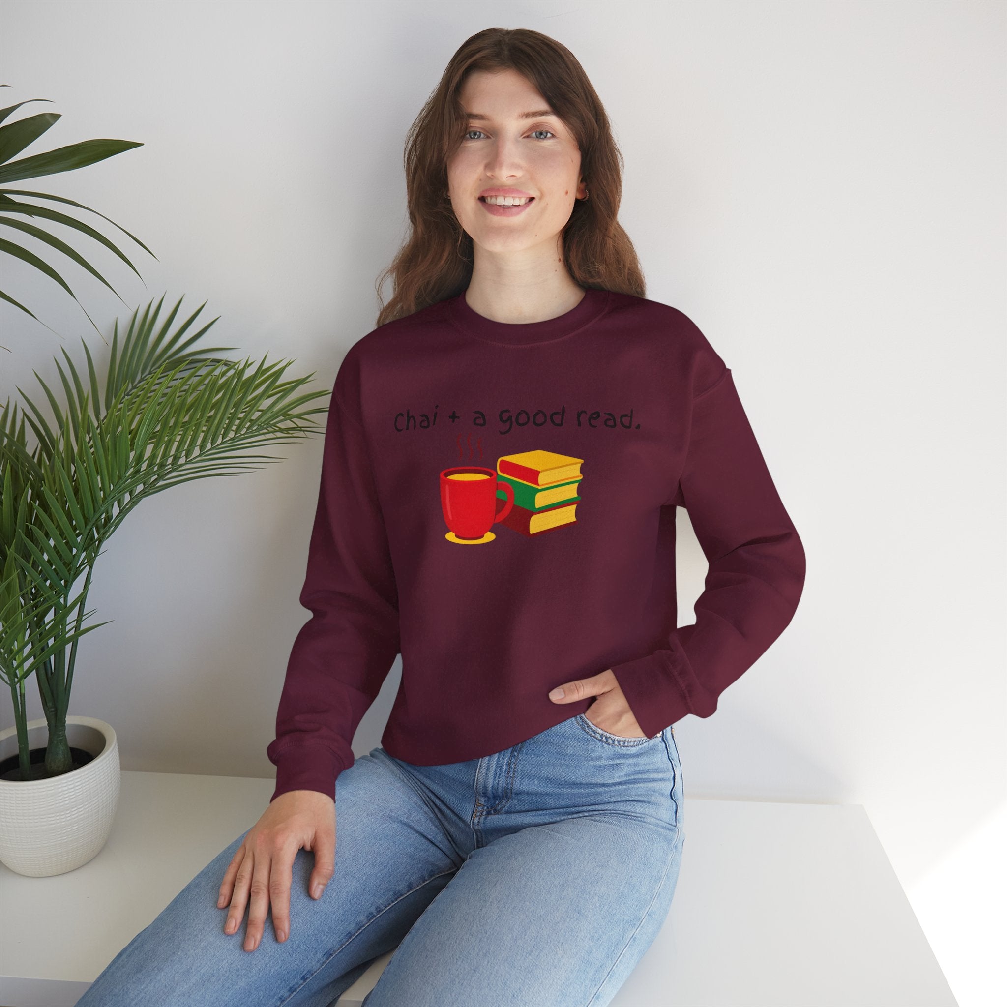 Cozy Reading Sweatshirt — "Chai + a Good Read" Crewneck