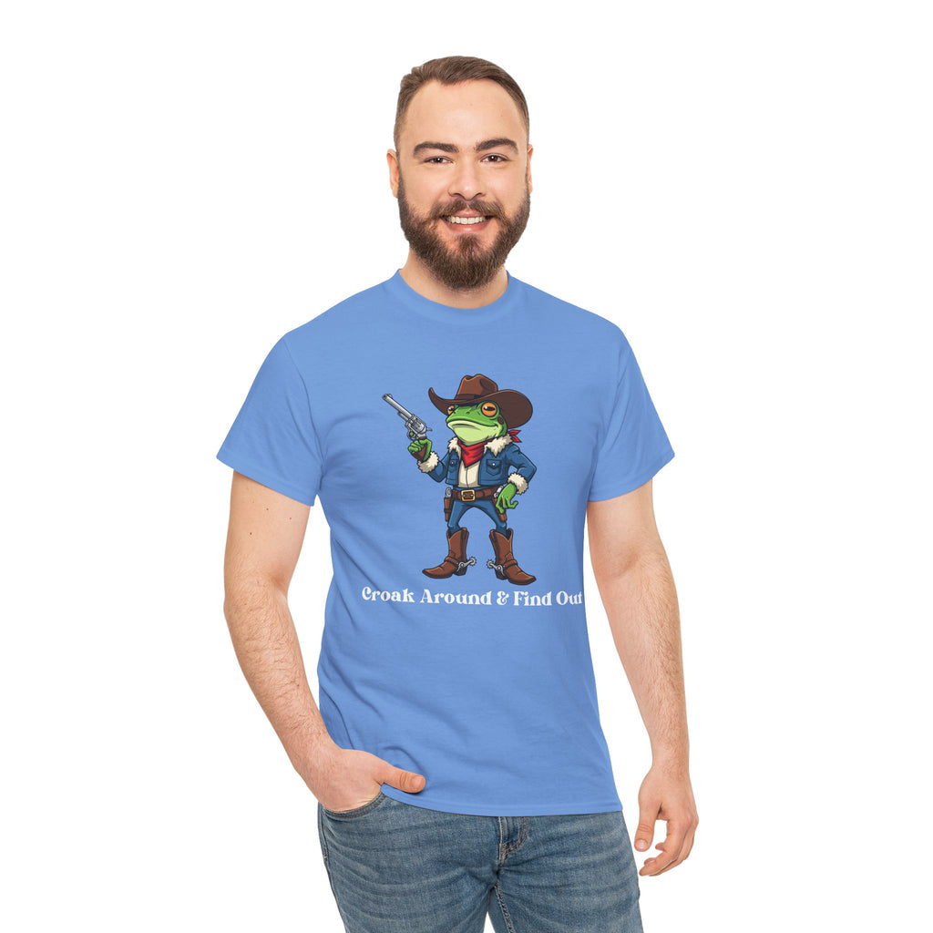Cowboy Frog T-Shirt - "Croak Around & Find Out" Funny Western Graphic Tee