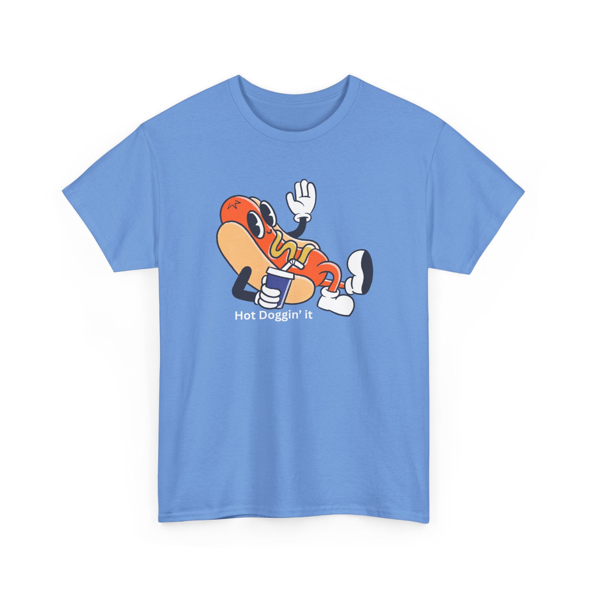Hot Dog Character T‑Shirt – Retro Cartoon Dancing Sausage Tee
