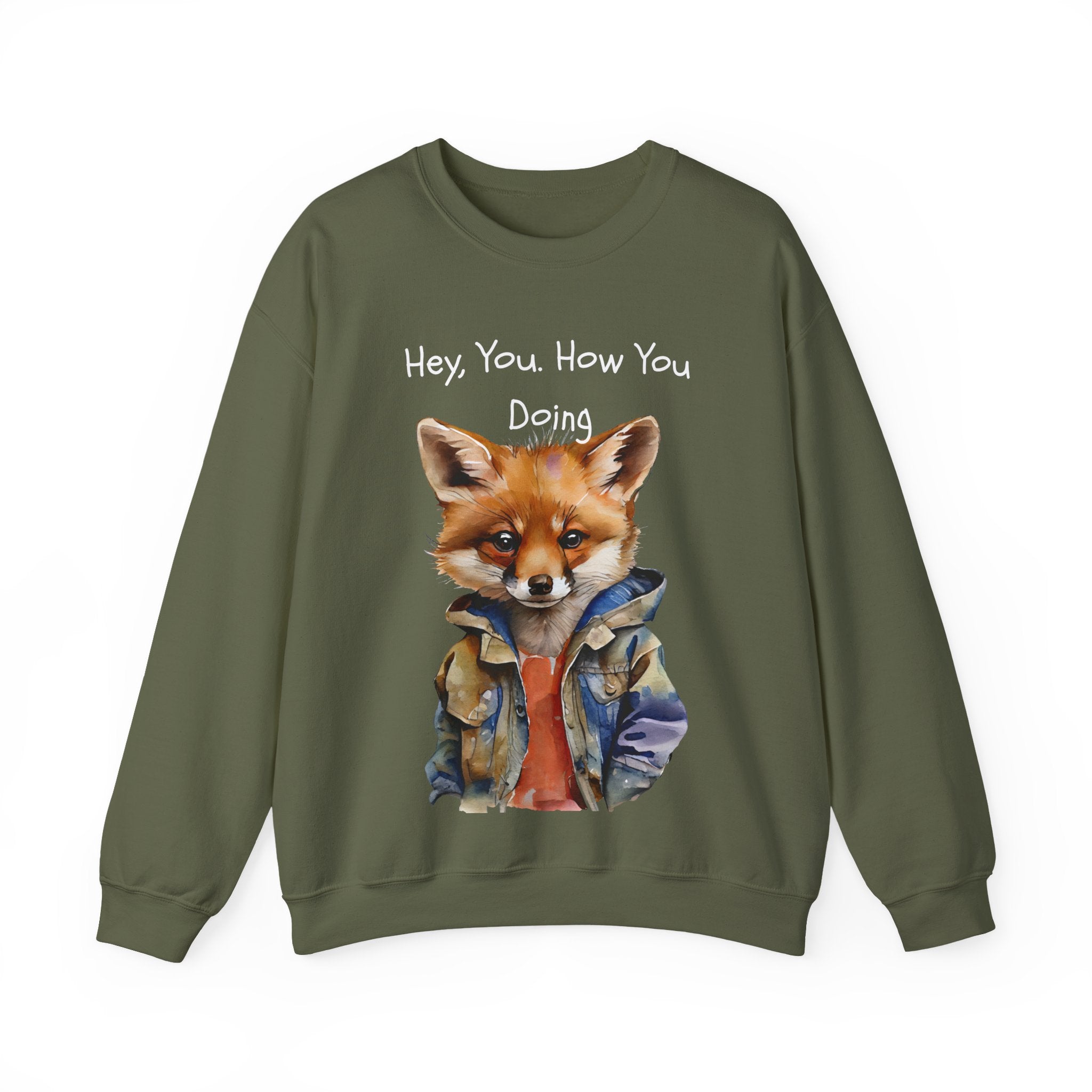 Fox Graphic Crewneck Sweatshirt — "Hey, You. How You Doing" Cozy Pullover