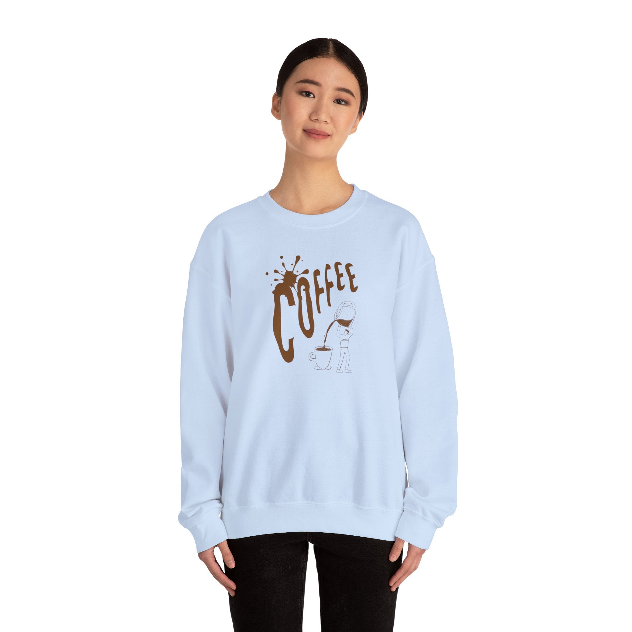 Coffee Lover Crewneck Sweatshirt — Retro Brown Coffee Graphic