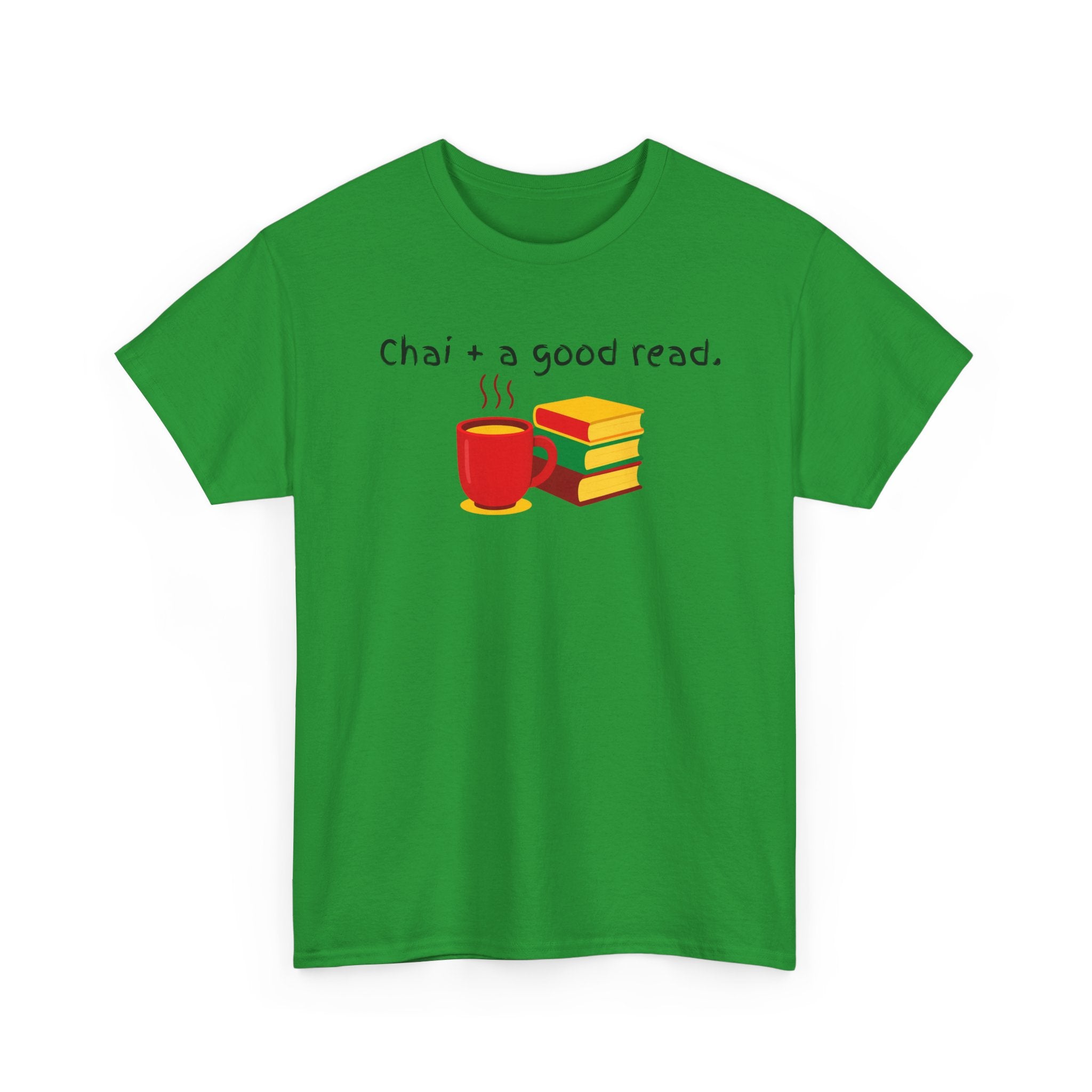 Chai + A Good Read T-Shirt — Tea & Books Graphic Tee for Book Lovers