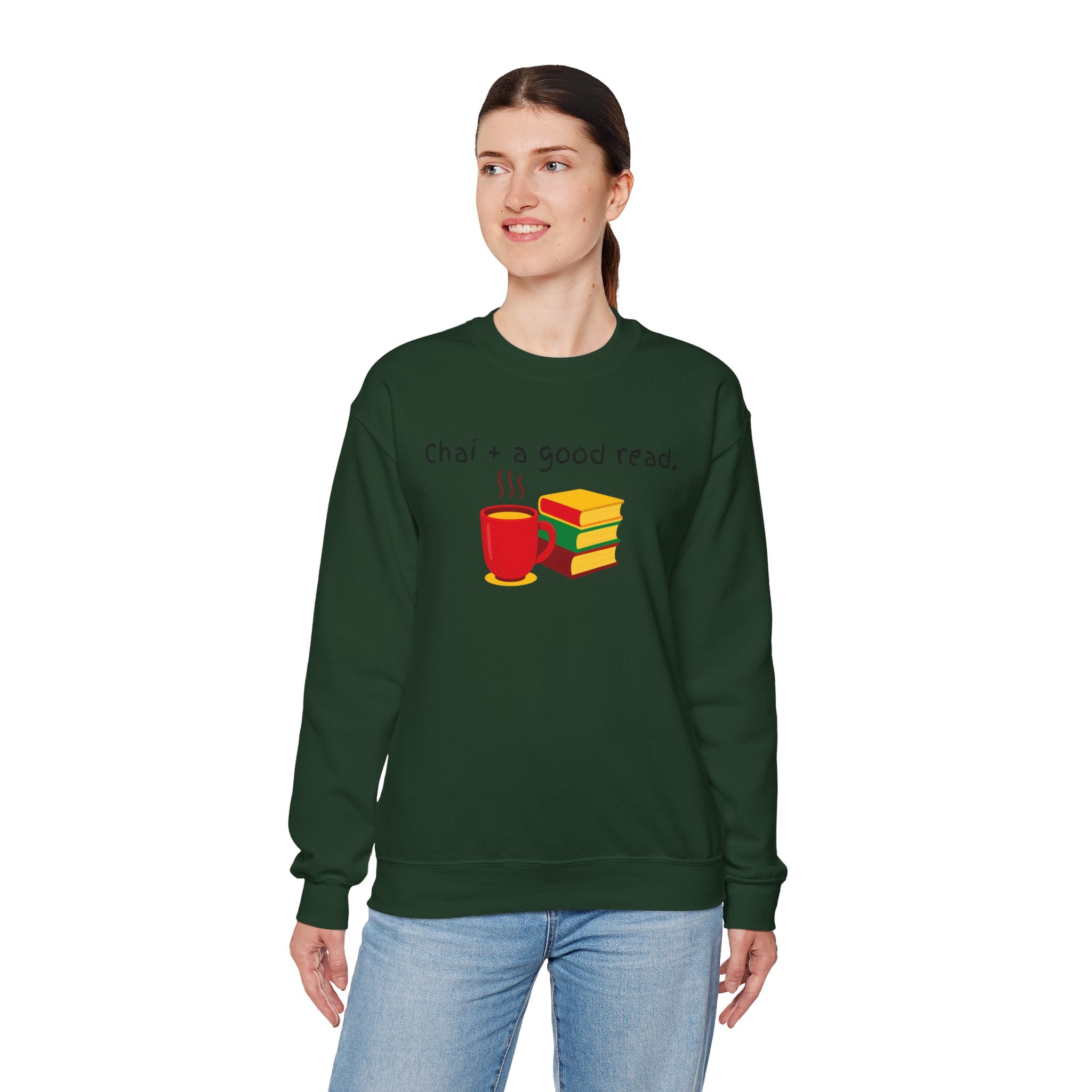Cozy Reading Sweatshirt — "Chai + a Good Read" Crewneck
