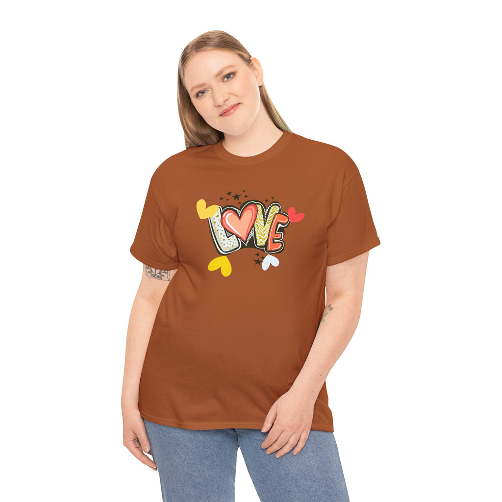 Love Heart Graphic Tee — Retro Doodle "LOVE" Design