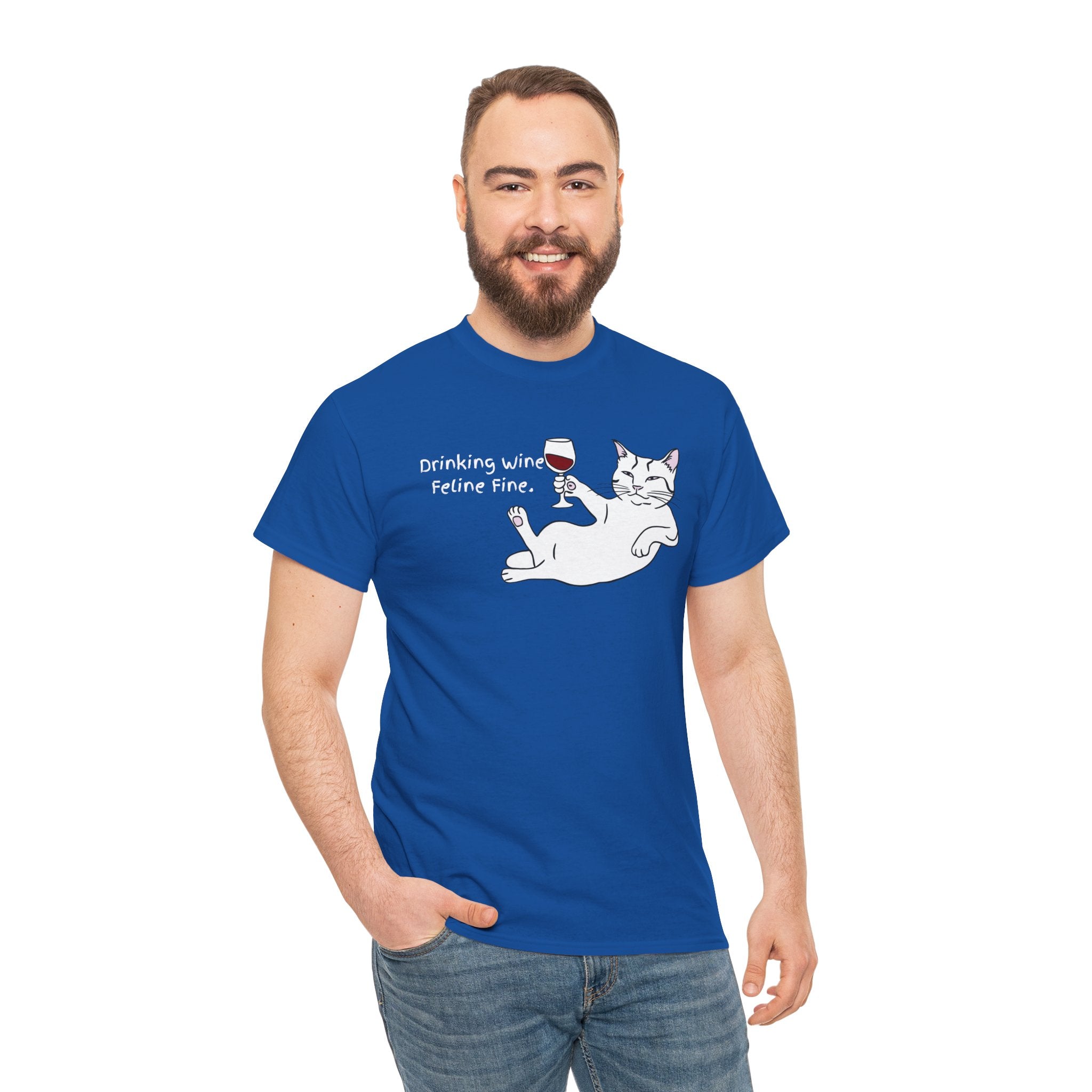 Drinking Wine, Feline Fine Cat Tee