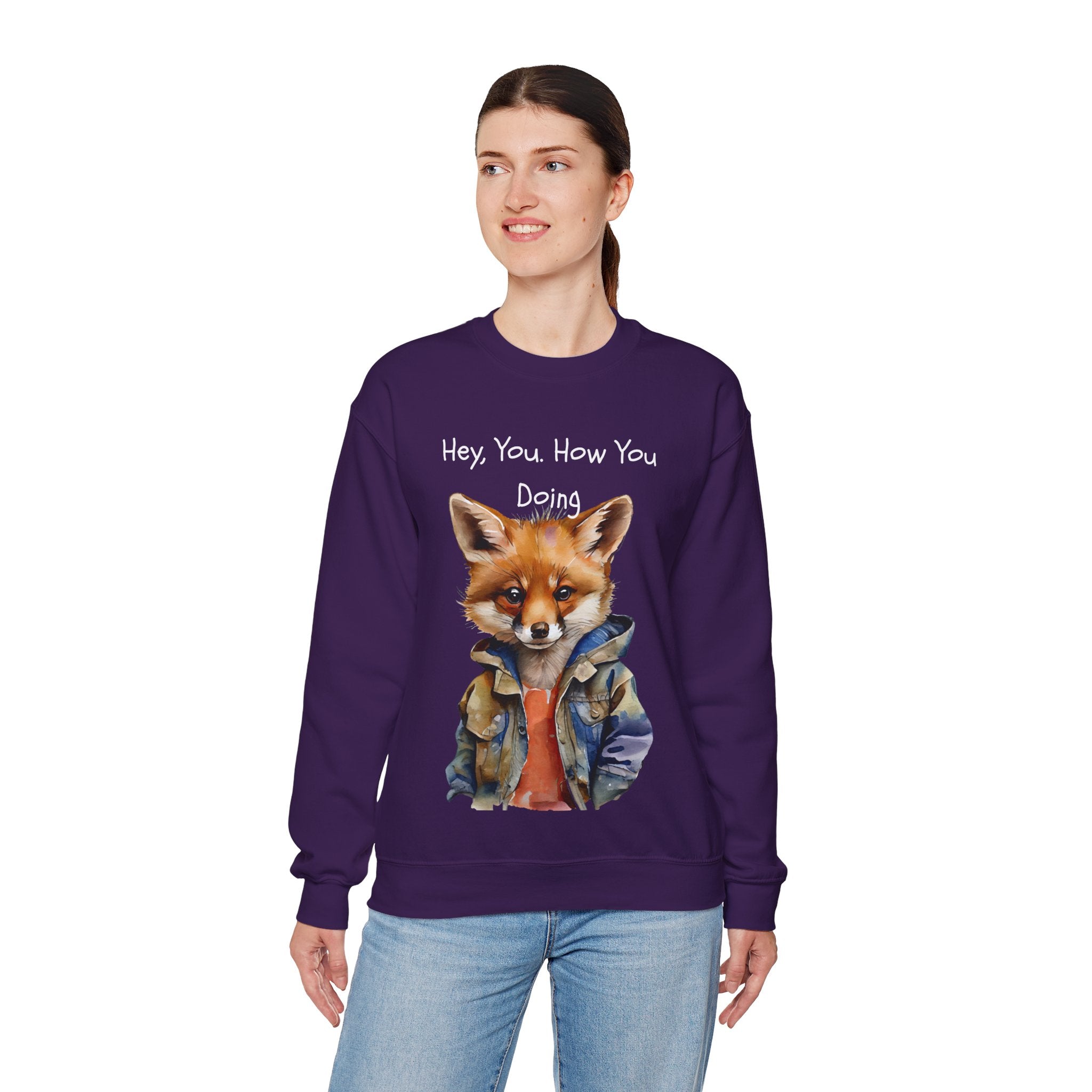 Fox Graphic Crewneck Sweatshirt — "Hey, You. How You Doing" Cozy Pullover