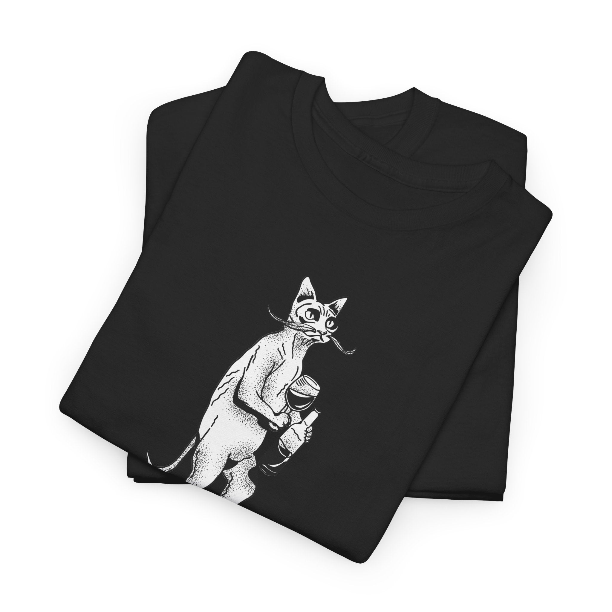 T-Shirt — 'Wine because adulting is so hard' Cat Wine Graphic Tee