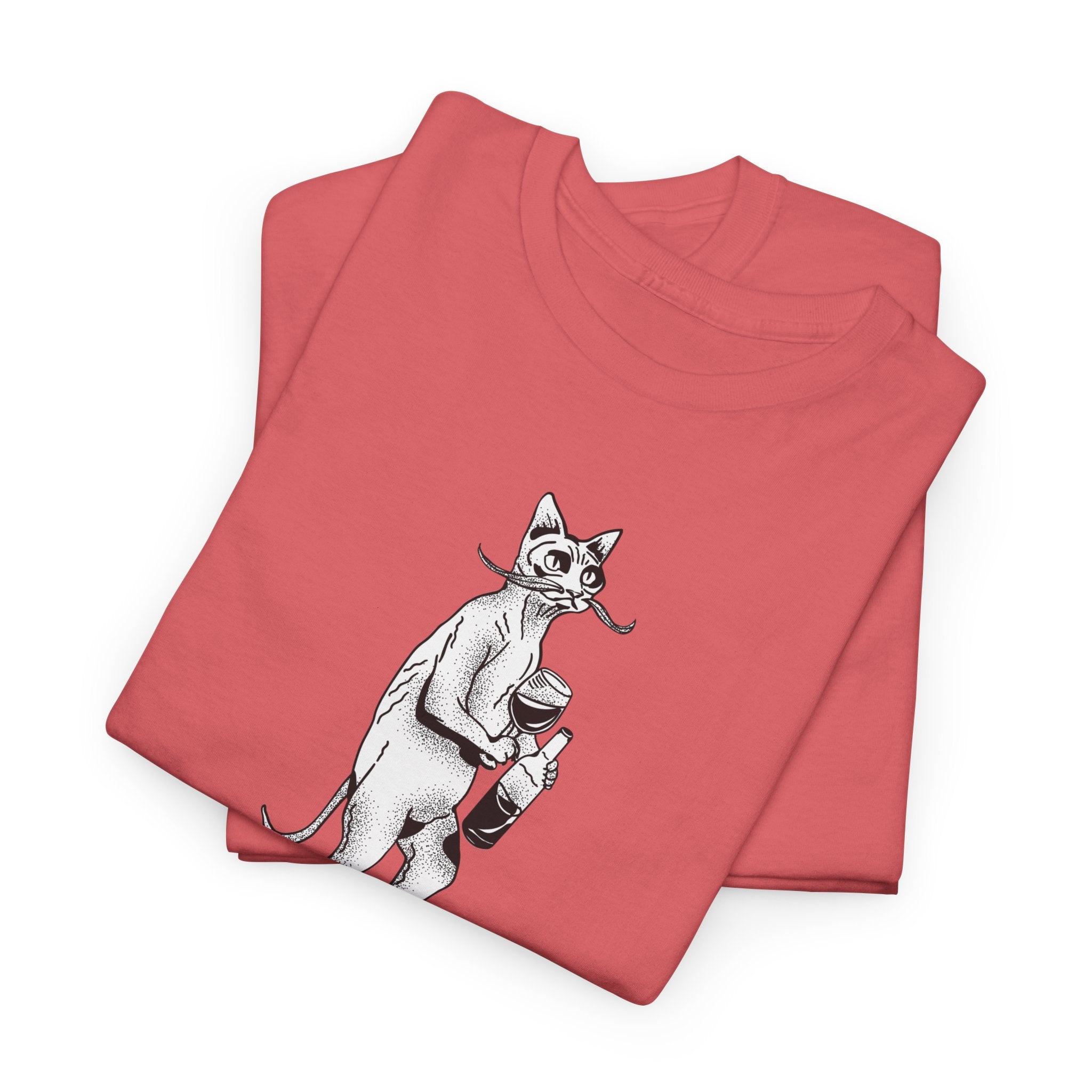 T-Shirt — 'Wine because adulting is so hard' Cat Wine Graphic Tee