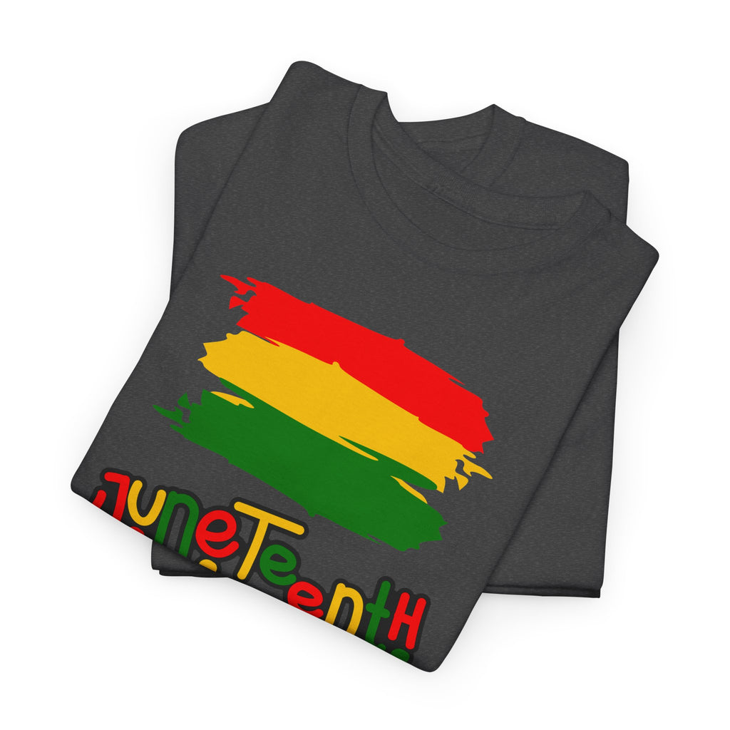 Juneteenth Graphic Tee — Rasta Flag Brushstroke Design