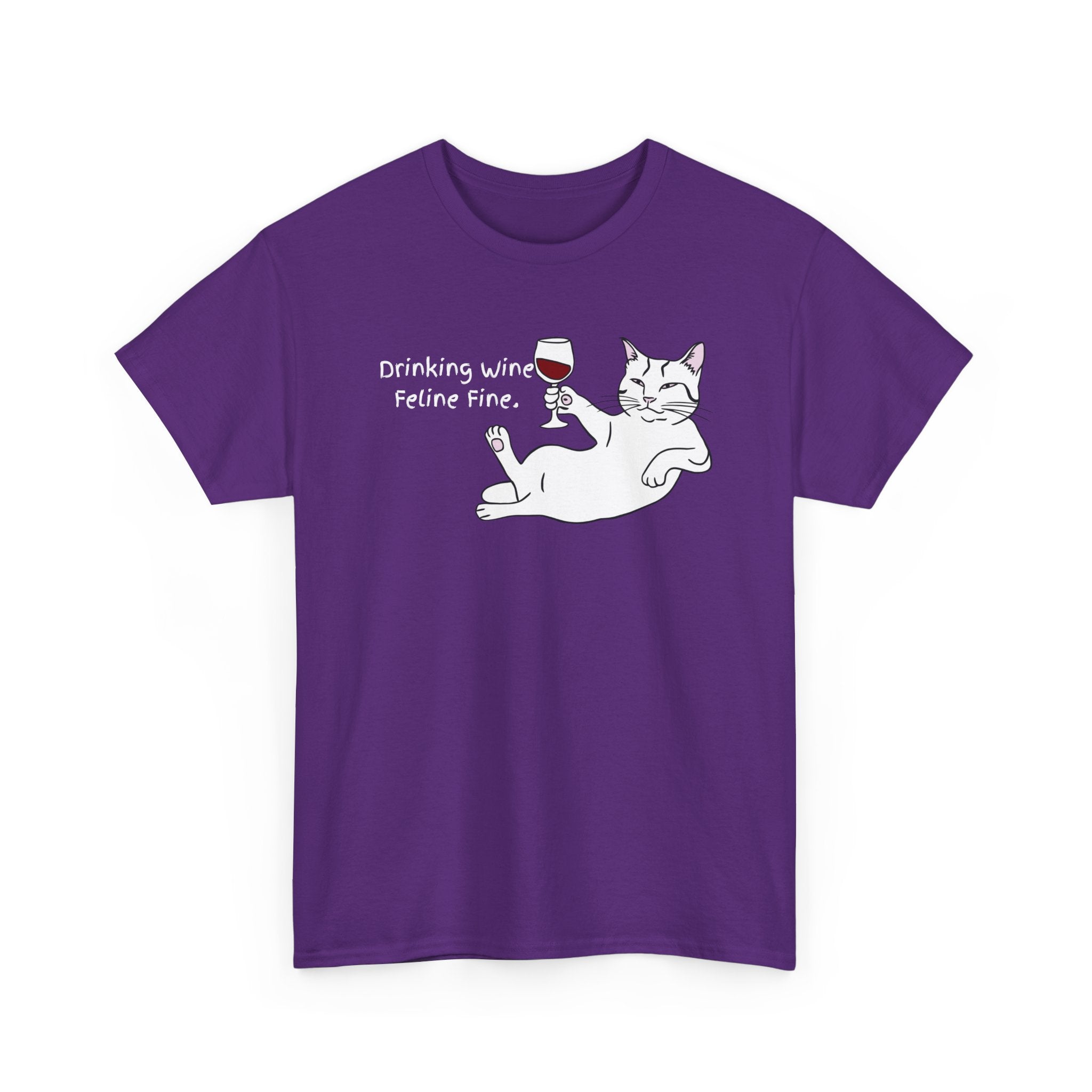 Drinking Wine, Feline Fine Cat Tee