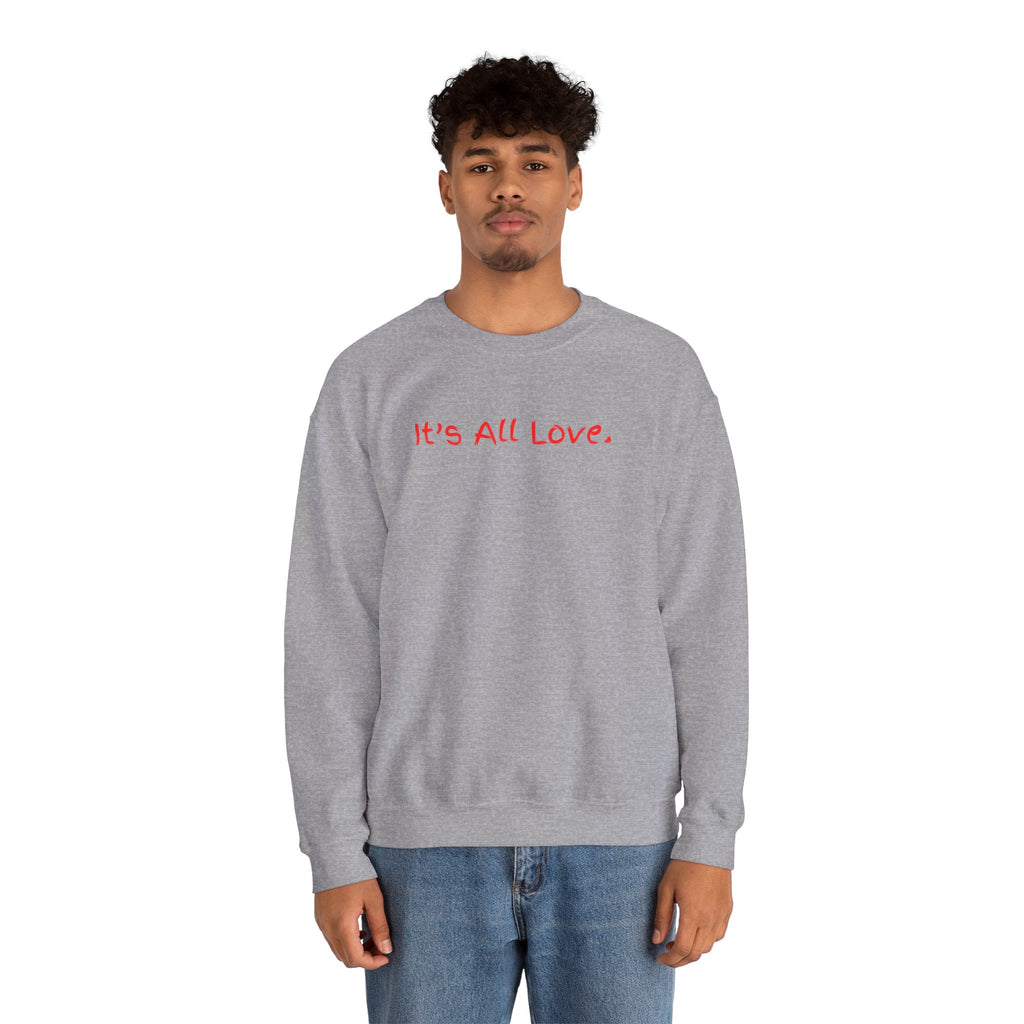 It's All Love Crewneck Sweatshirt — Casual Unisex Black Pullover