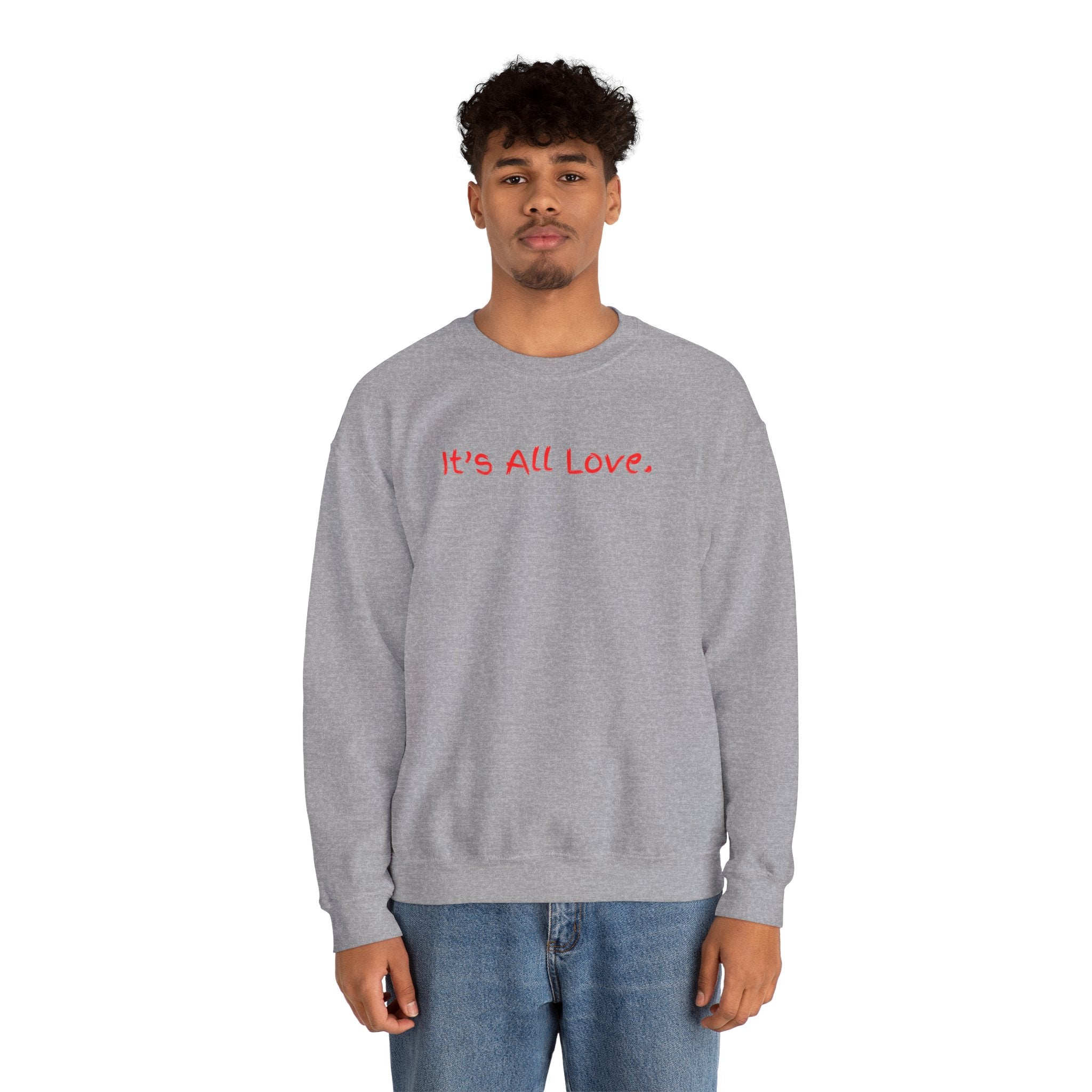 It's All Love Crewneck Sweatshirt — Casual Unisex Black Pullover