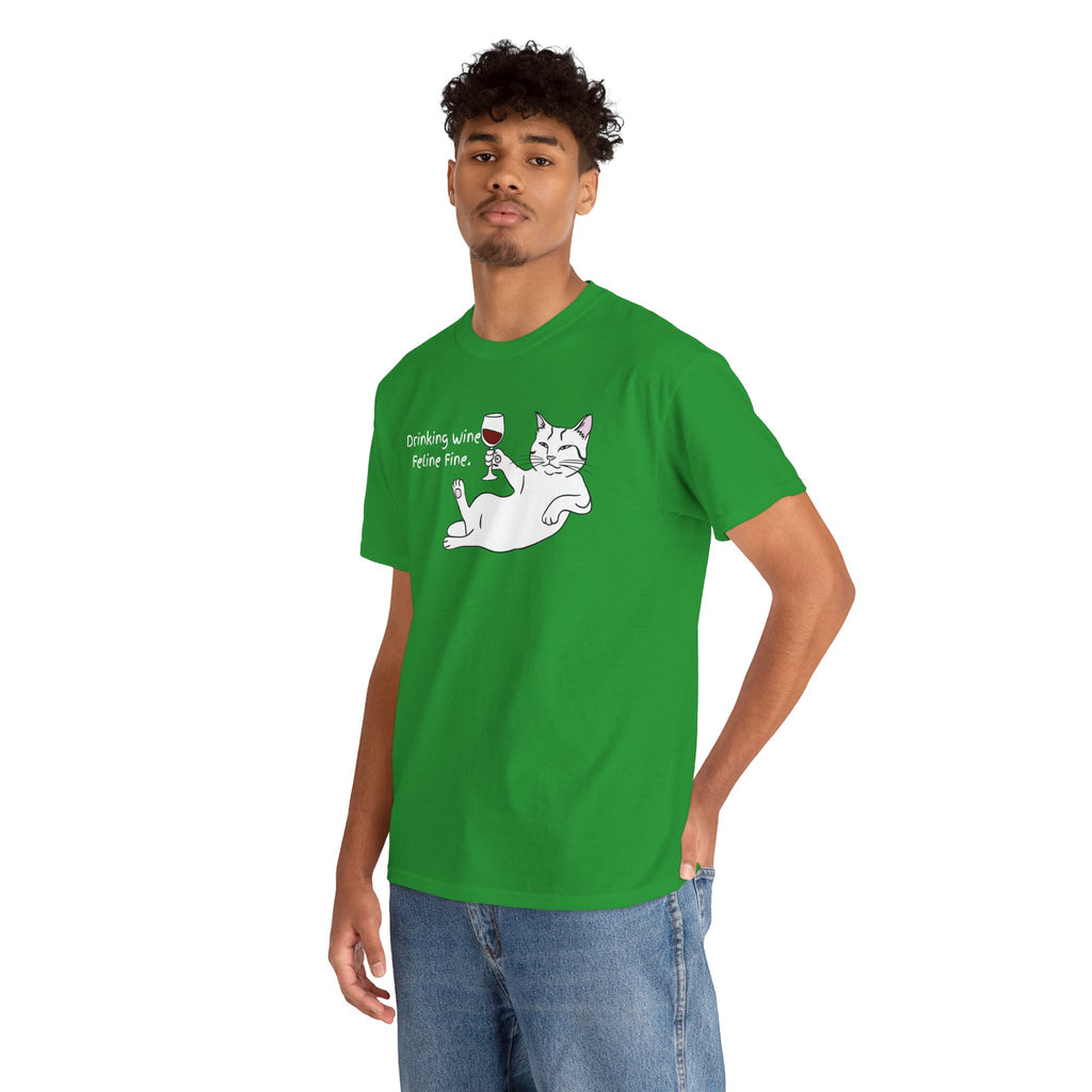 Drinking Wine, Feline Fine Cat Tee