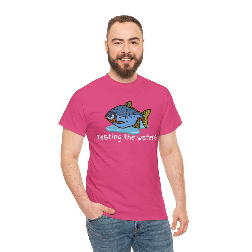Fishing T‑Shirt — 'Testing the Waters' Blue Fish Tee